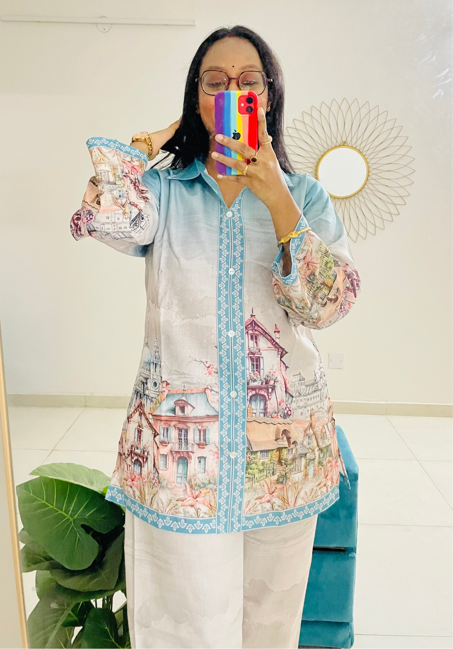 T040-CANVAS OF CLOUDS PAINTED COTTON CO-ORD