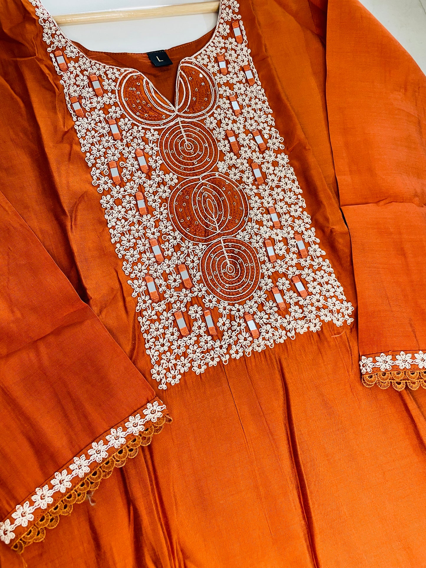 T050-Premium Roman silk kurti with pant and dupatta