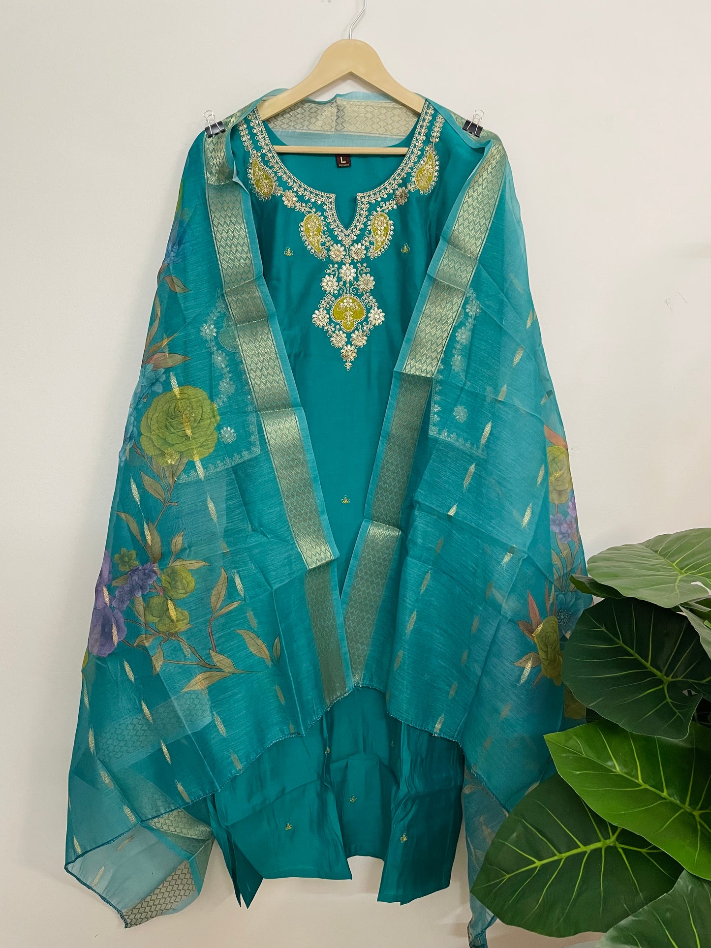 T056-Premium Pure Muslin kurti with pant and dupatta
