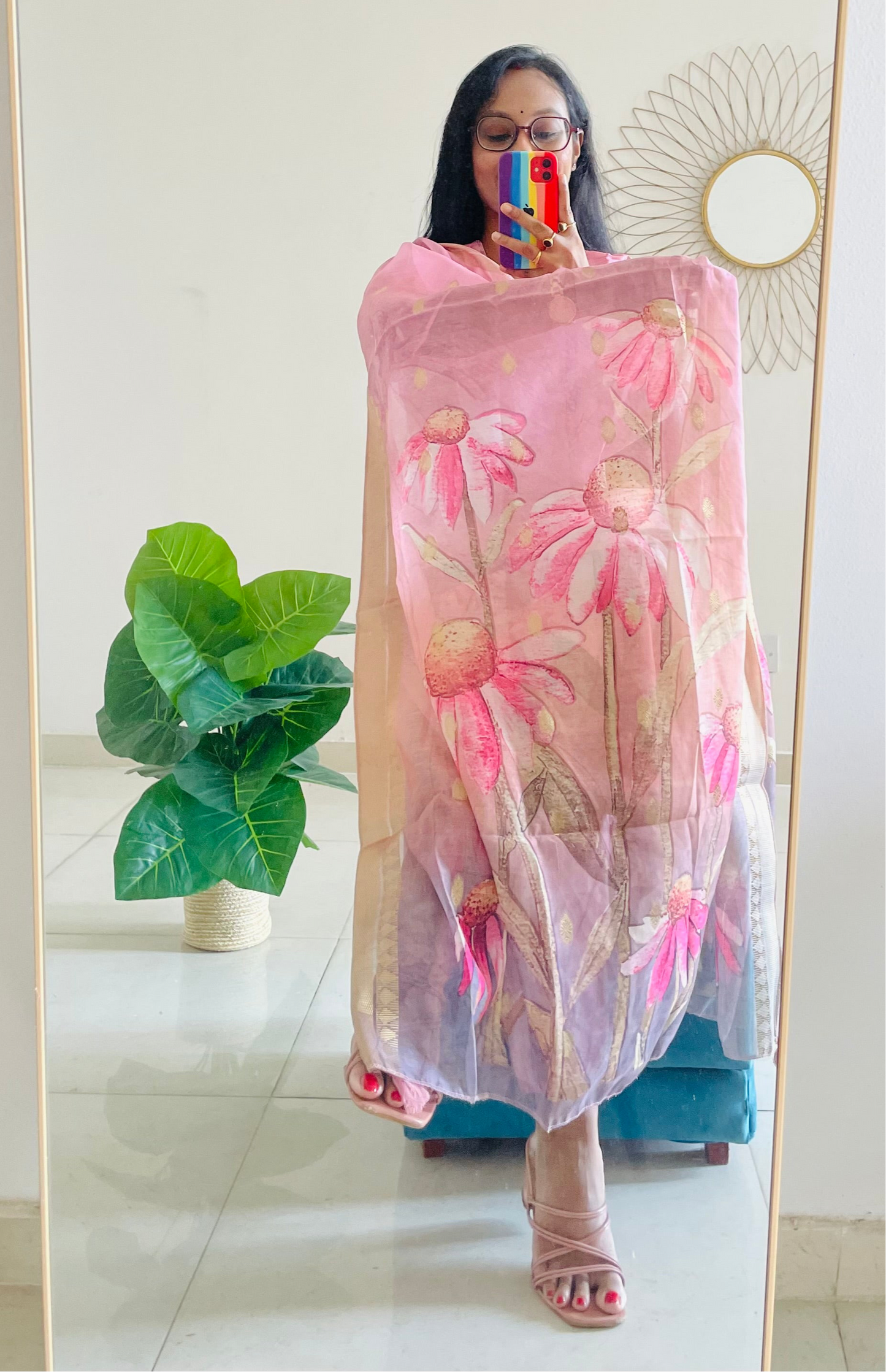 T028-Premium Pure Muslin silk kurti with pant and dupatta