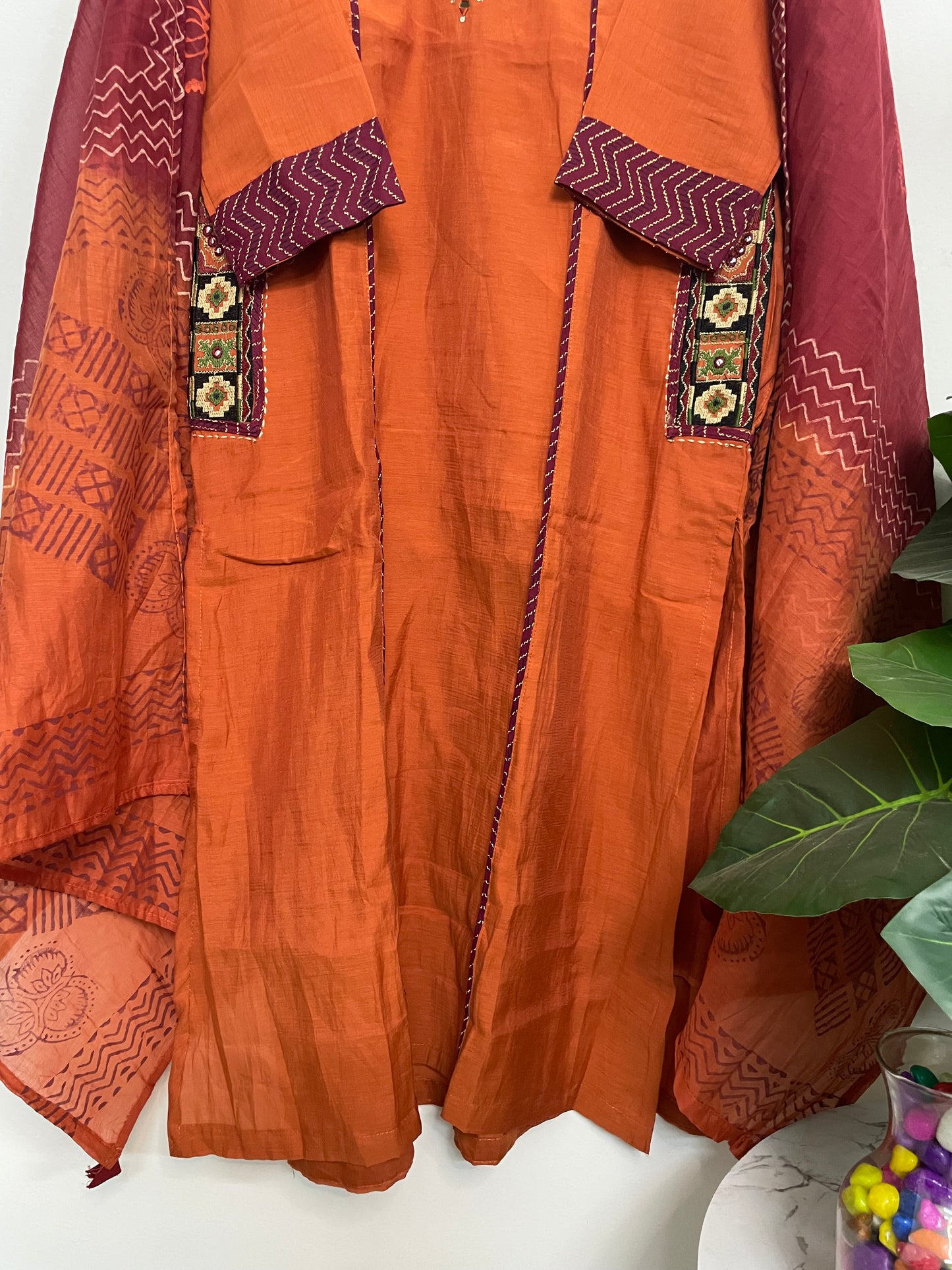 T068-Premium Pure cotton kurti with pant and dupatta