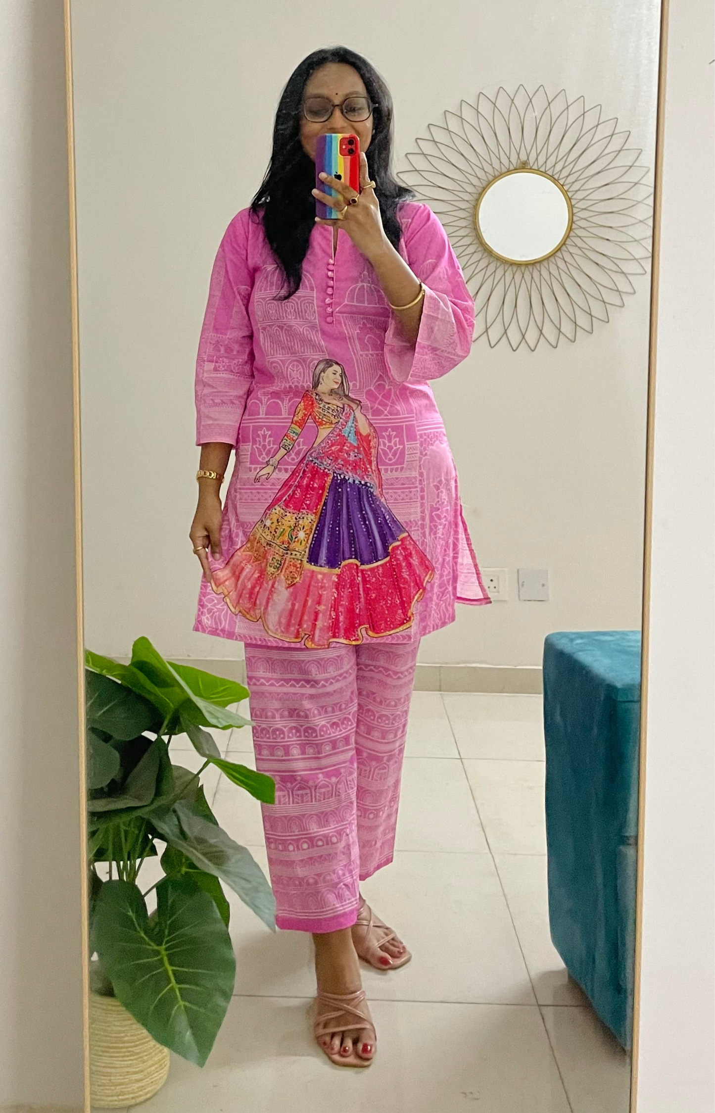 T039-PINK IMPRESSION PAINTED PREMIUM COTTON CO-ORD