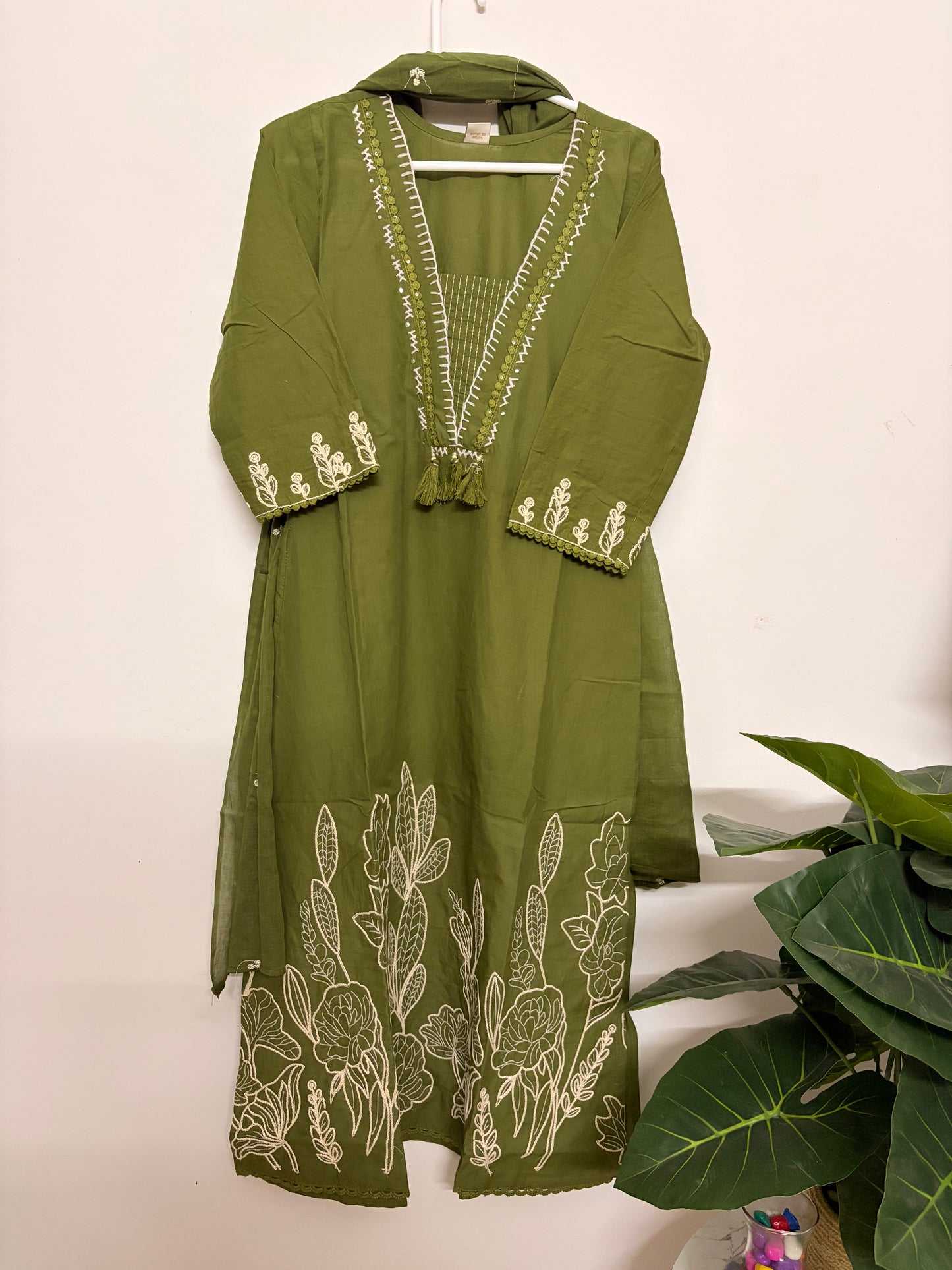 T116- Premium Pure Cotton kurti with pant and dupatta