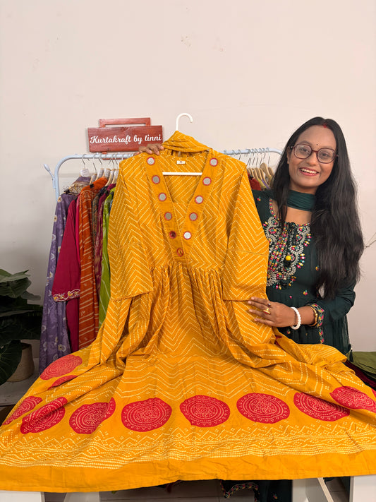 T106- Premium Pure Cotton Anarkali kurti with pant and dupatta