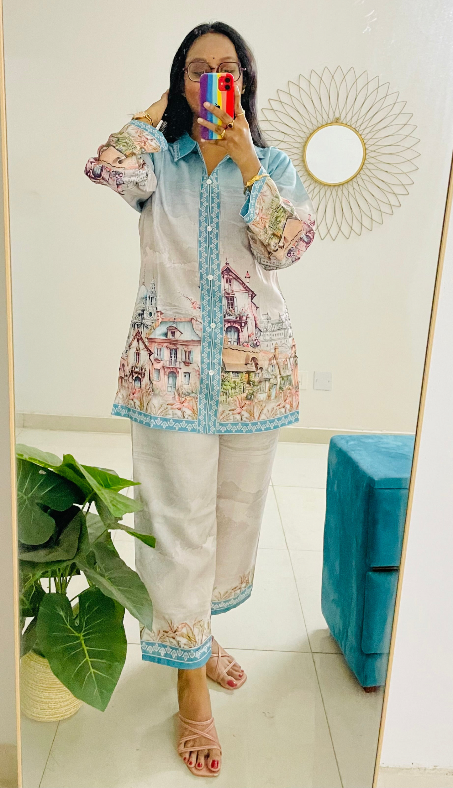 T040-CANVAS OF CLOUDS PAINTED COTTON CO-ORD