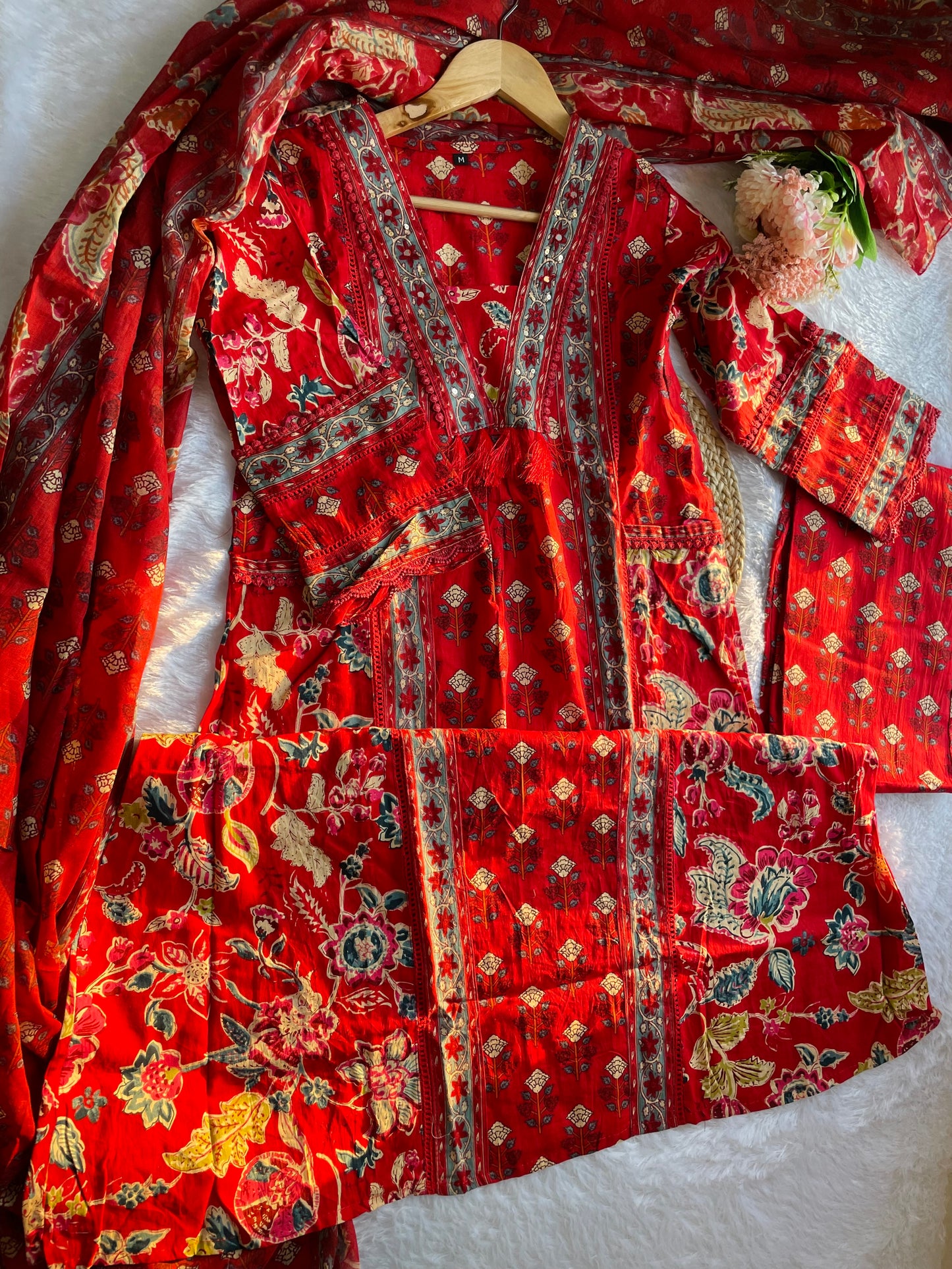 T005- Premium cotton kurti with pant and dupatta