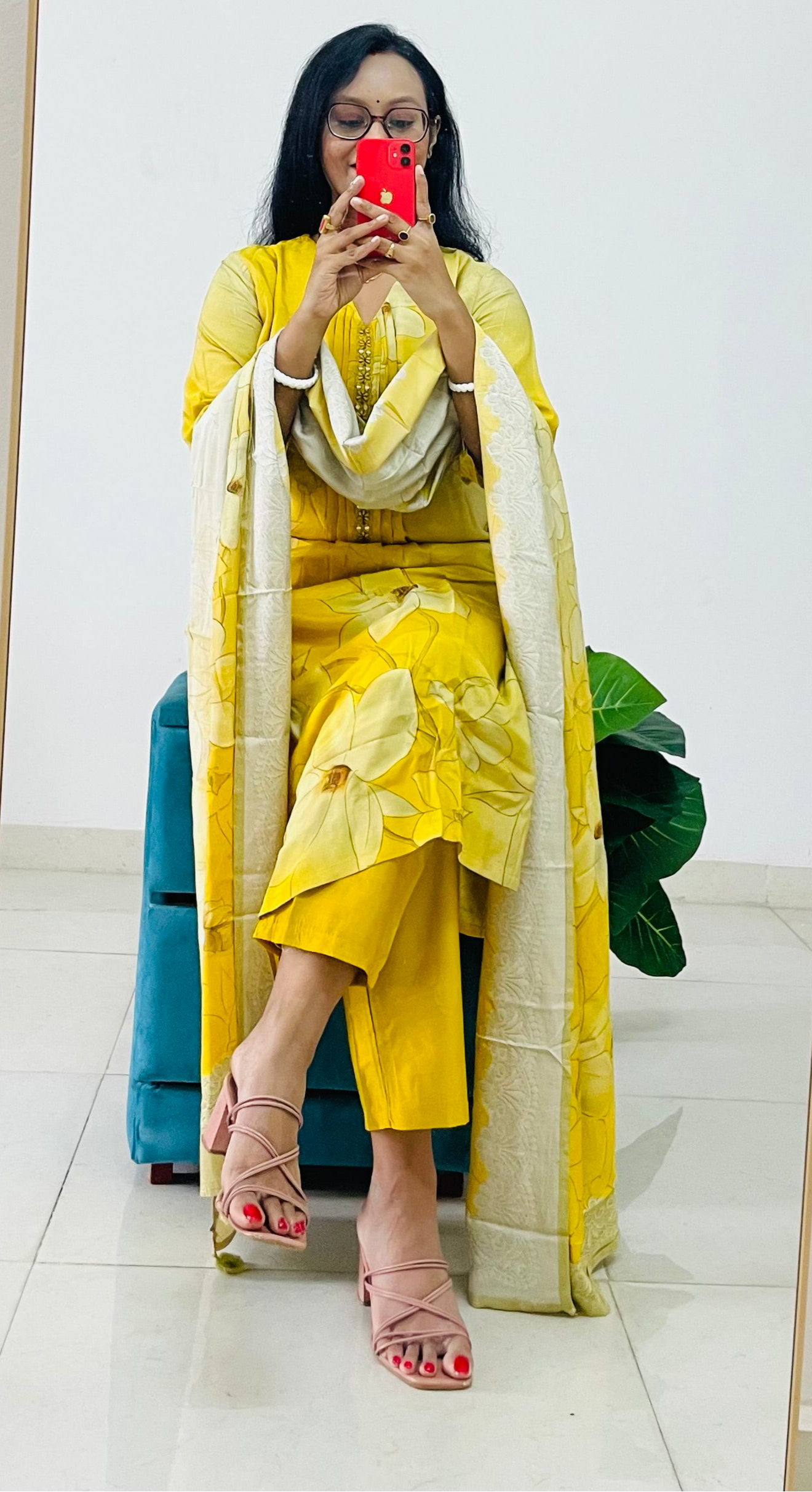 T003- Pure Muslin silk kurti with pant and dupatta