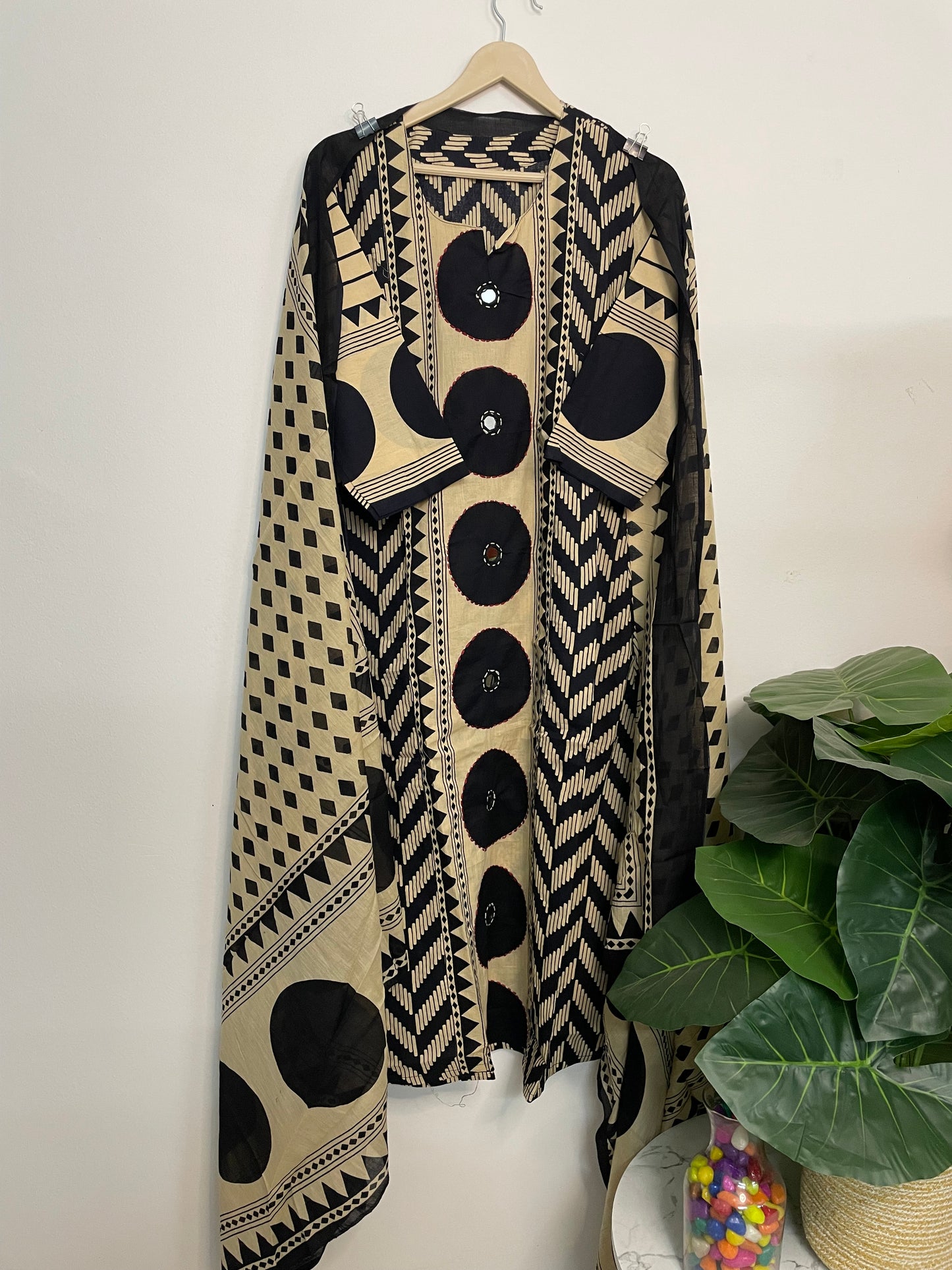 T083- Premium Pure cotton straight Kurti with pant and dupatta