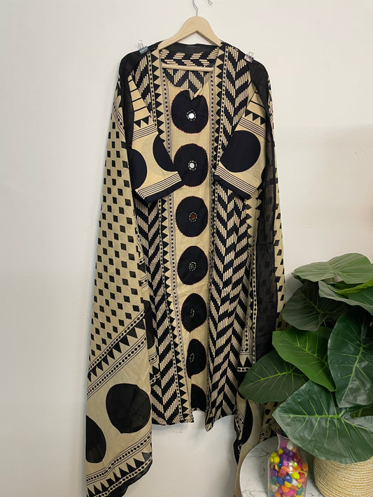 T083- Premium Pure cotton straight Kurti with pant and dupatta