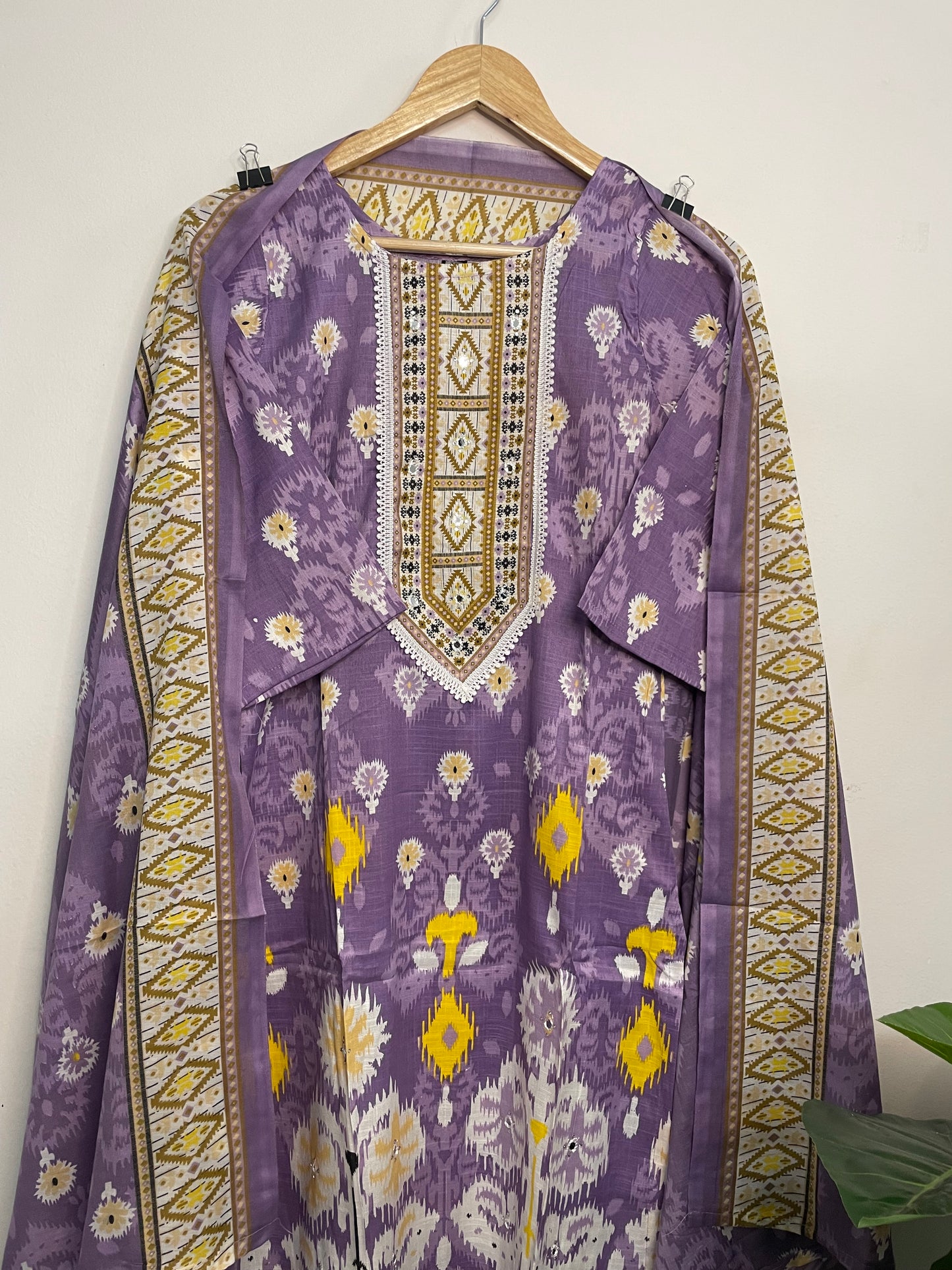T099- Premium Pure Cotton Straight Kurti with pant and dupatta