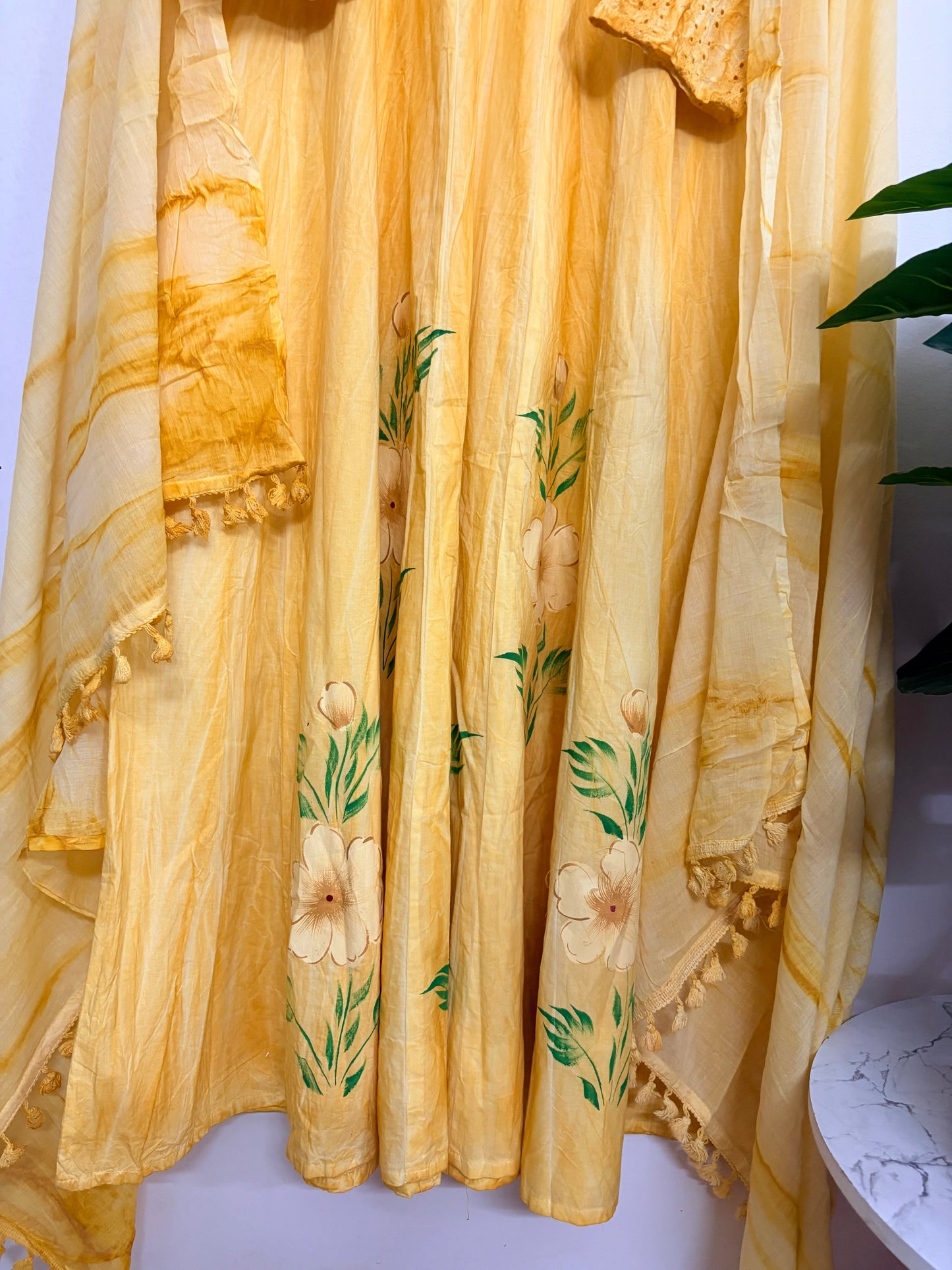 T114- Premium Pure Cotton Anarkali kurti with pant and dupatta