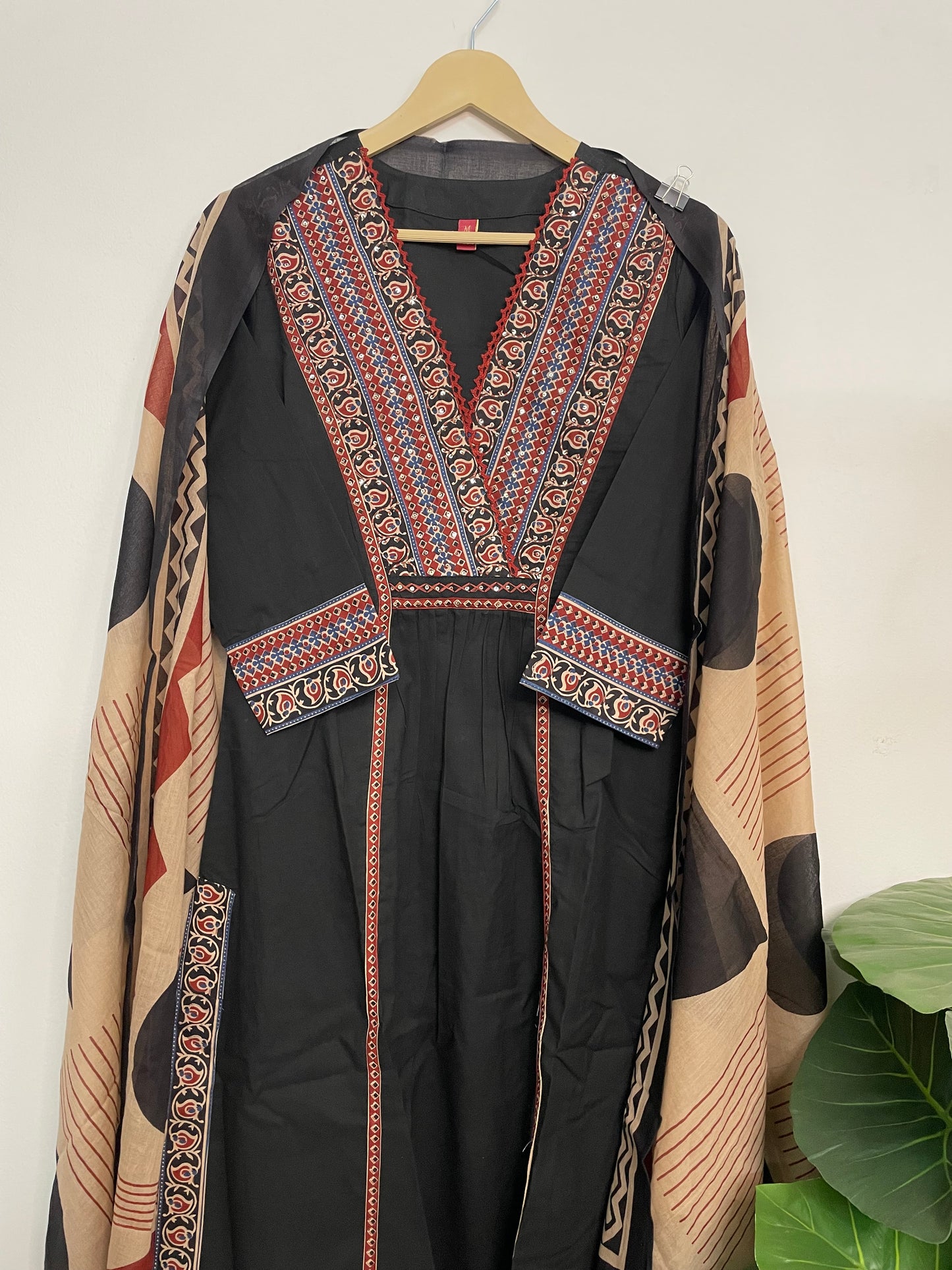 T082- Premium Pure Cotton A-line kurti with pant and dupatta