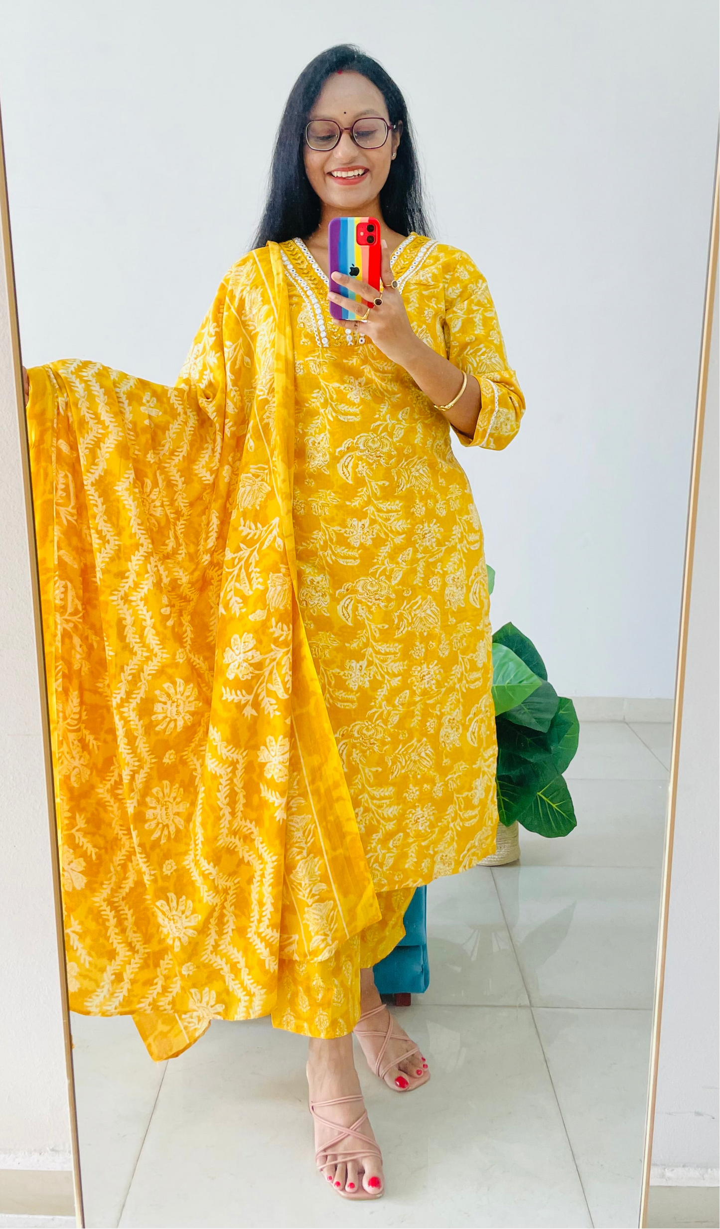 T015- Premium Pure cotton kurti with pant and dupatta