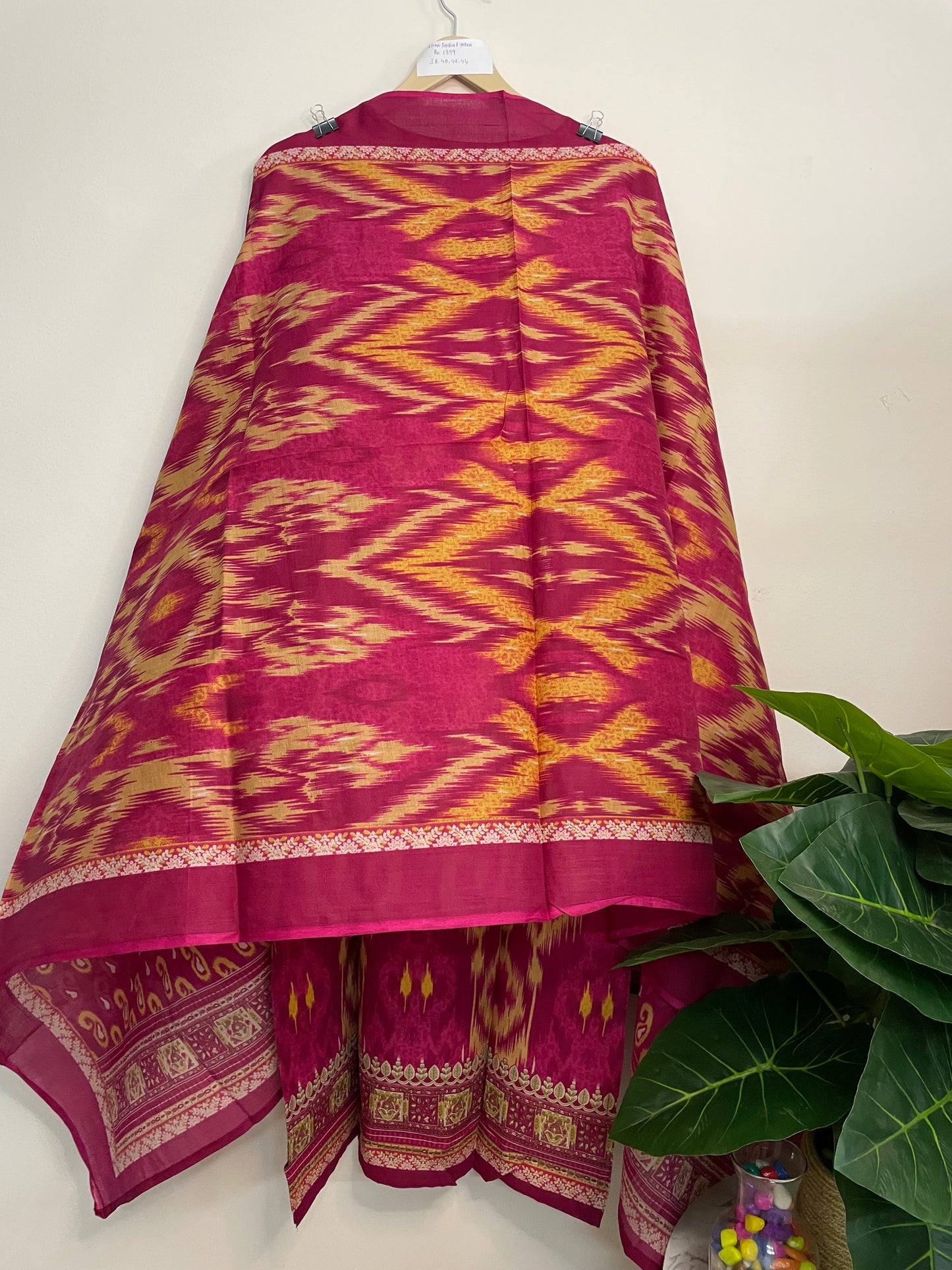 T096- Premium Pure Cotton Straight Kurti with pant and dupatta