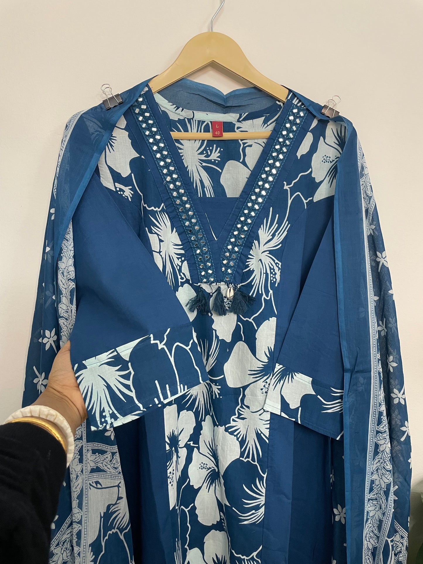 T072-Premium Pure cotton kurti with pant and dupatta