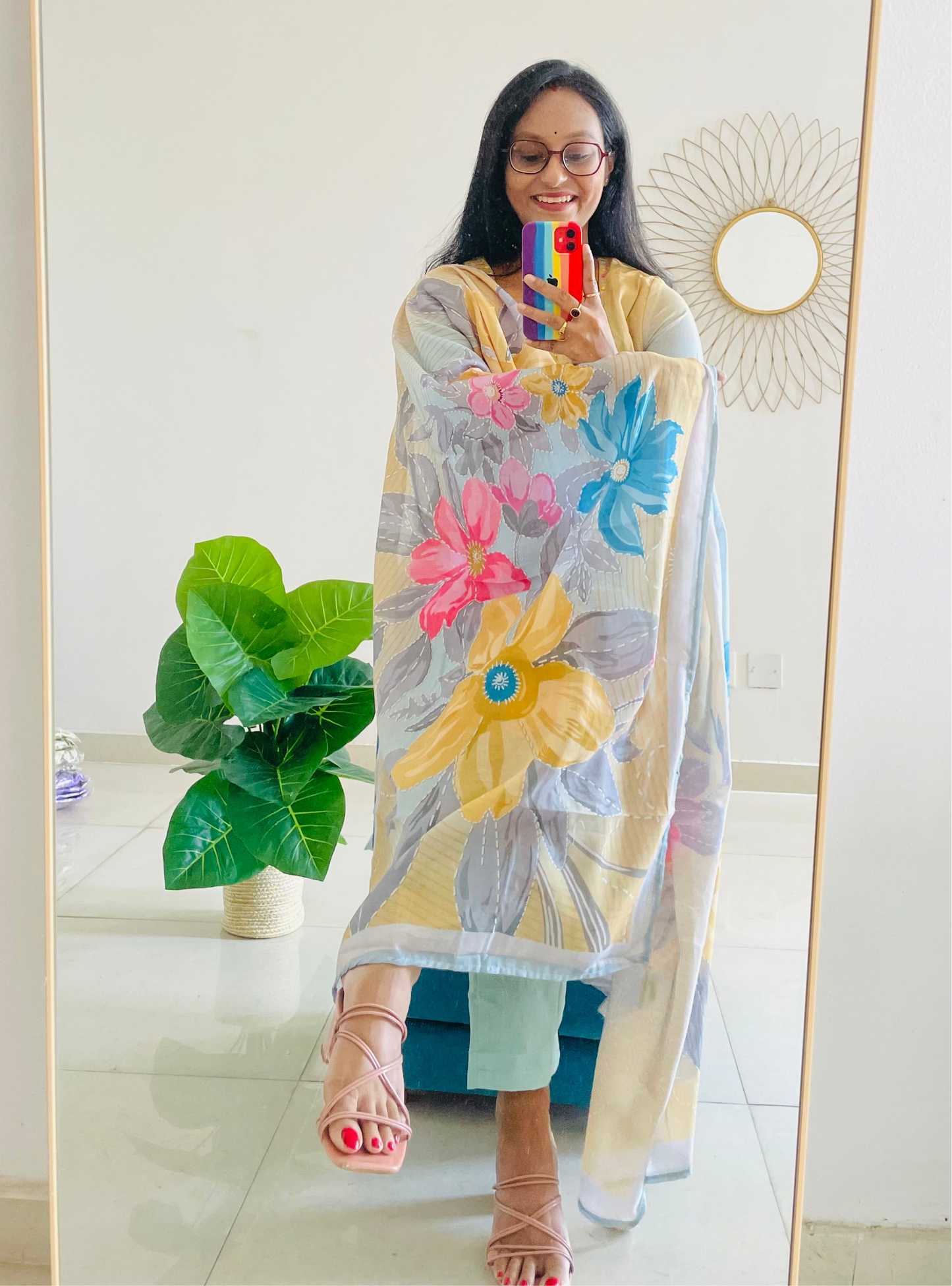 T018-Premium Pure cotton digital print kurti with pant and dupatta