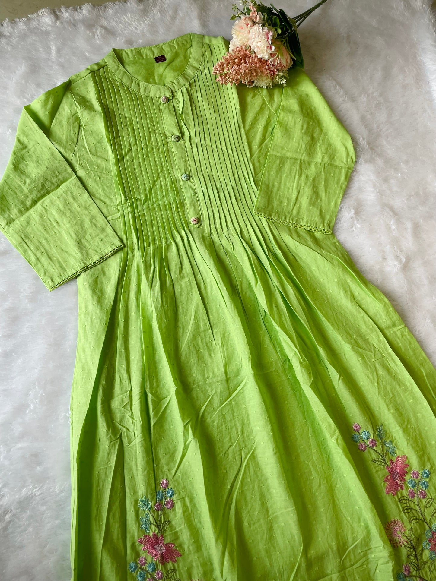 T041- Premium Pure Mul cotton kurti with pant and dupatta