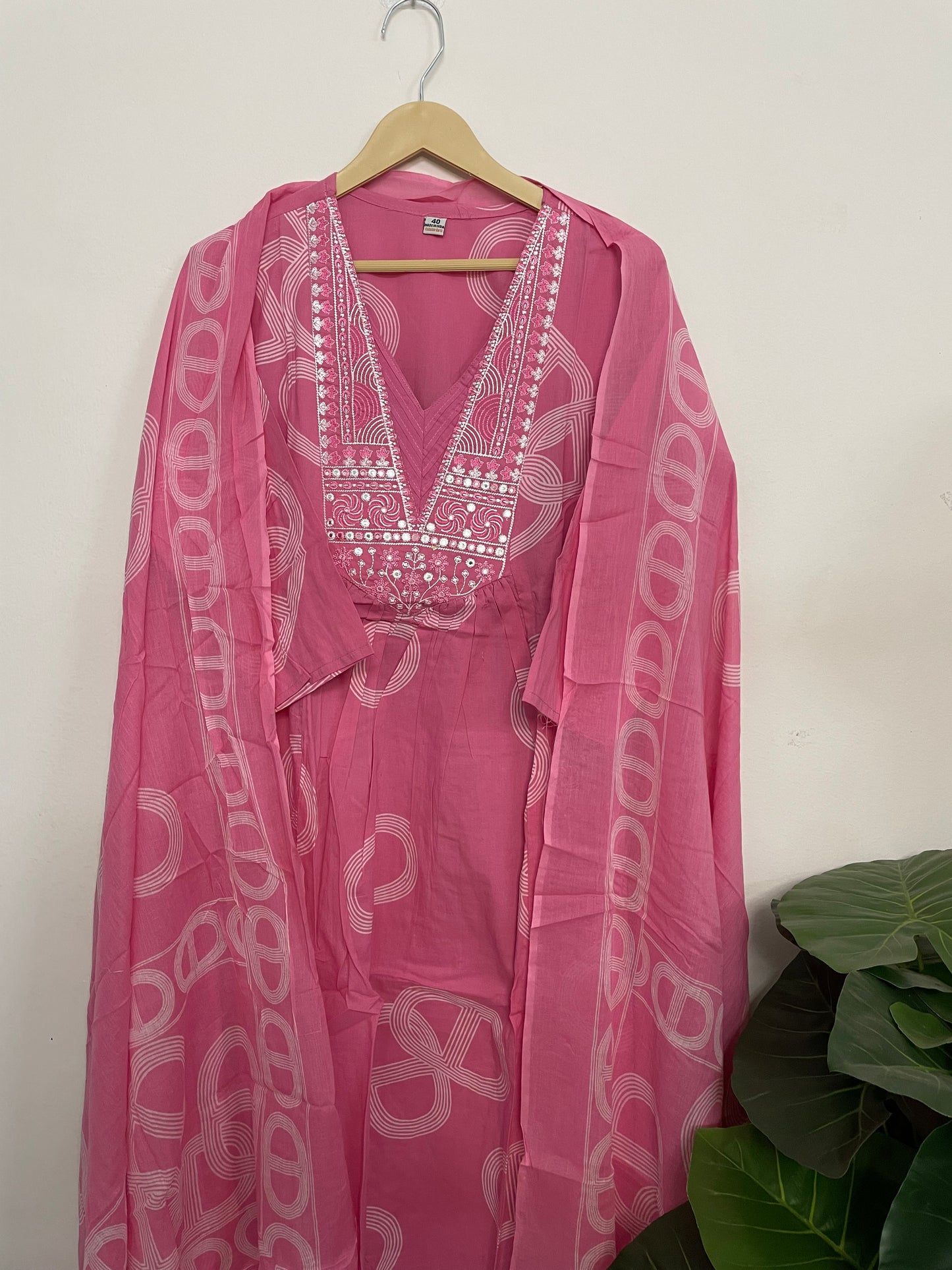 T075-Premium Pure cotton kurti with pant and dupatta