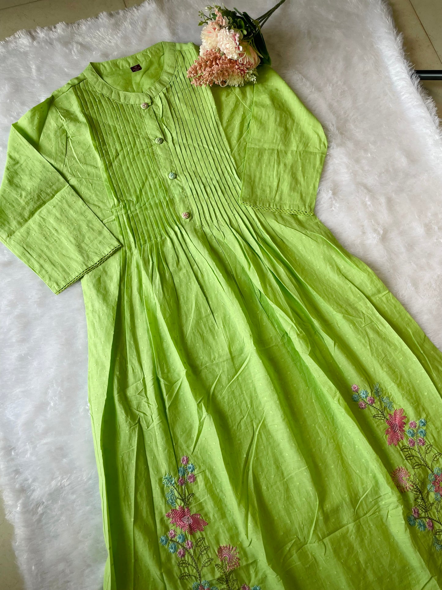 T041- Premium Pure Mul cotton kurti with pant and dupatta