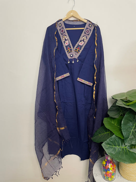 T067-Premium Pure cotton kurti with pant and dupatta