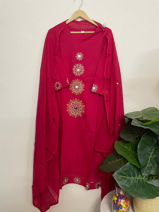 T069-Premium Pure cotton kurti with pant and dupatta