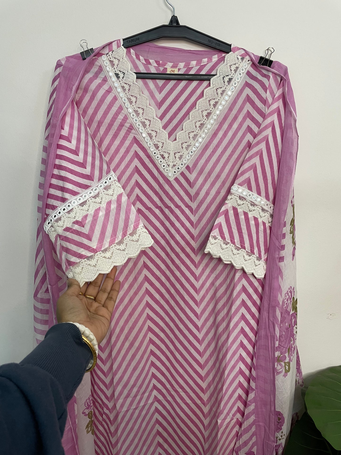 T084- Premium Pure Cotton Straight Kurti with pant and dupatta