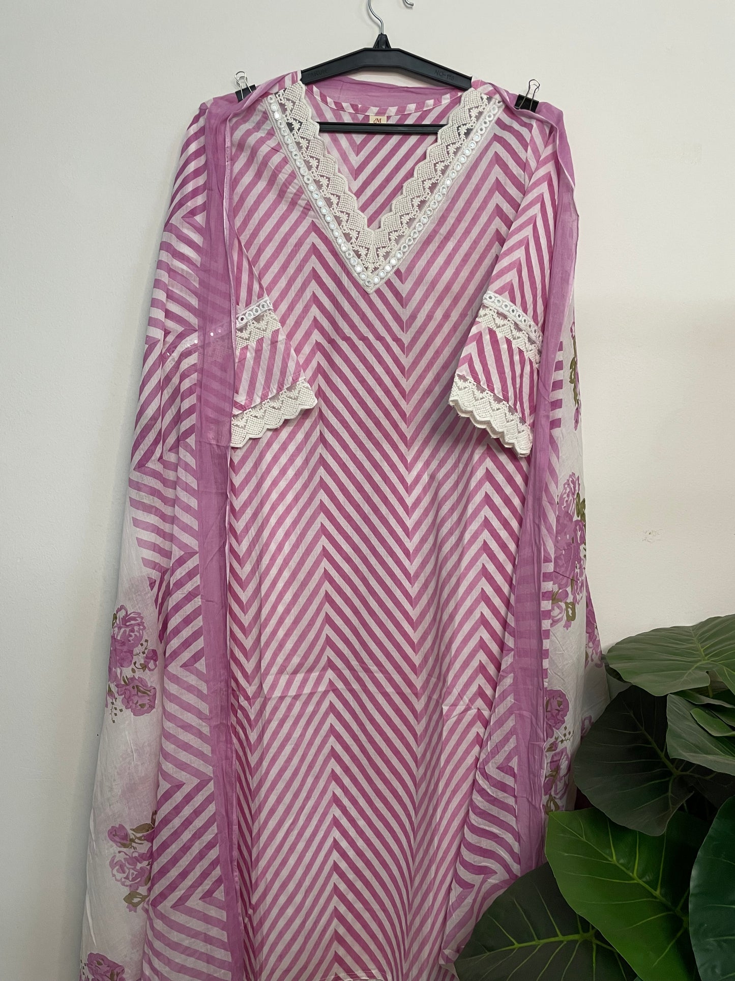 T084- Premium Pure Cotton Straight Kurti with pant and dupatta