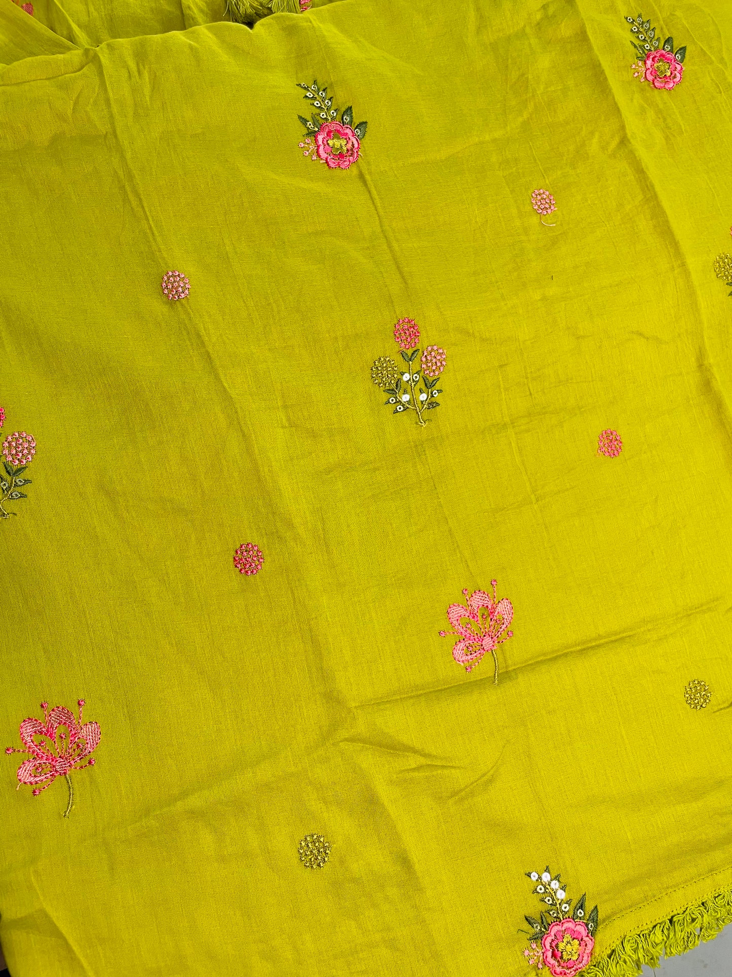 T053-Premium Pure Mul cotton A-line Kurti with pant and dupatta