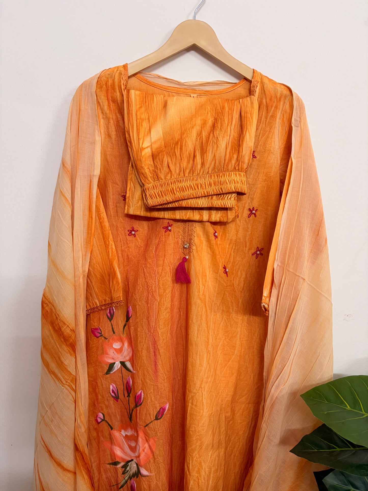T110- Premium Pure Cotton Straight Kurti with pant and dupatta
