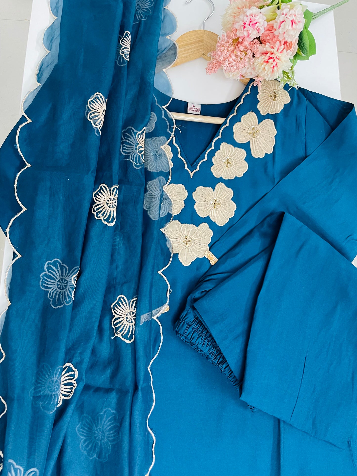 T046-Roman silk kurti with pant and dupatta