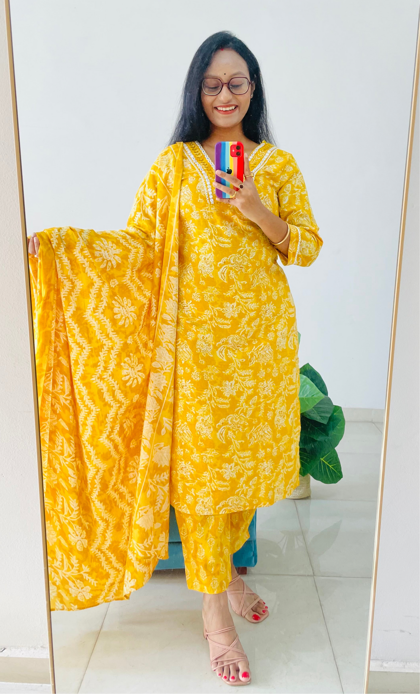 T015- Premium Pure cotton kurti with pant and dupatta