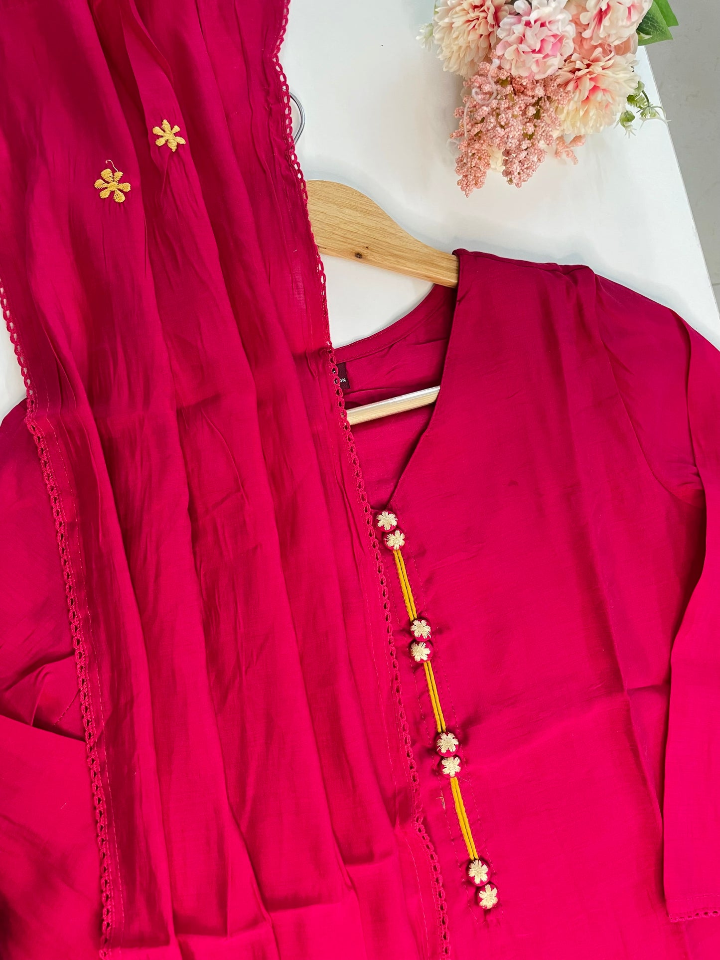 T052-Premium Mul Chanderi A-line Kurti with pant and dupatta