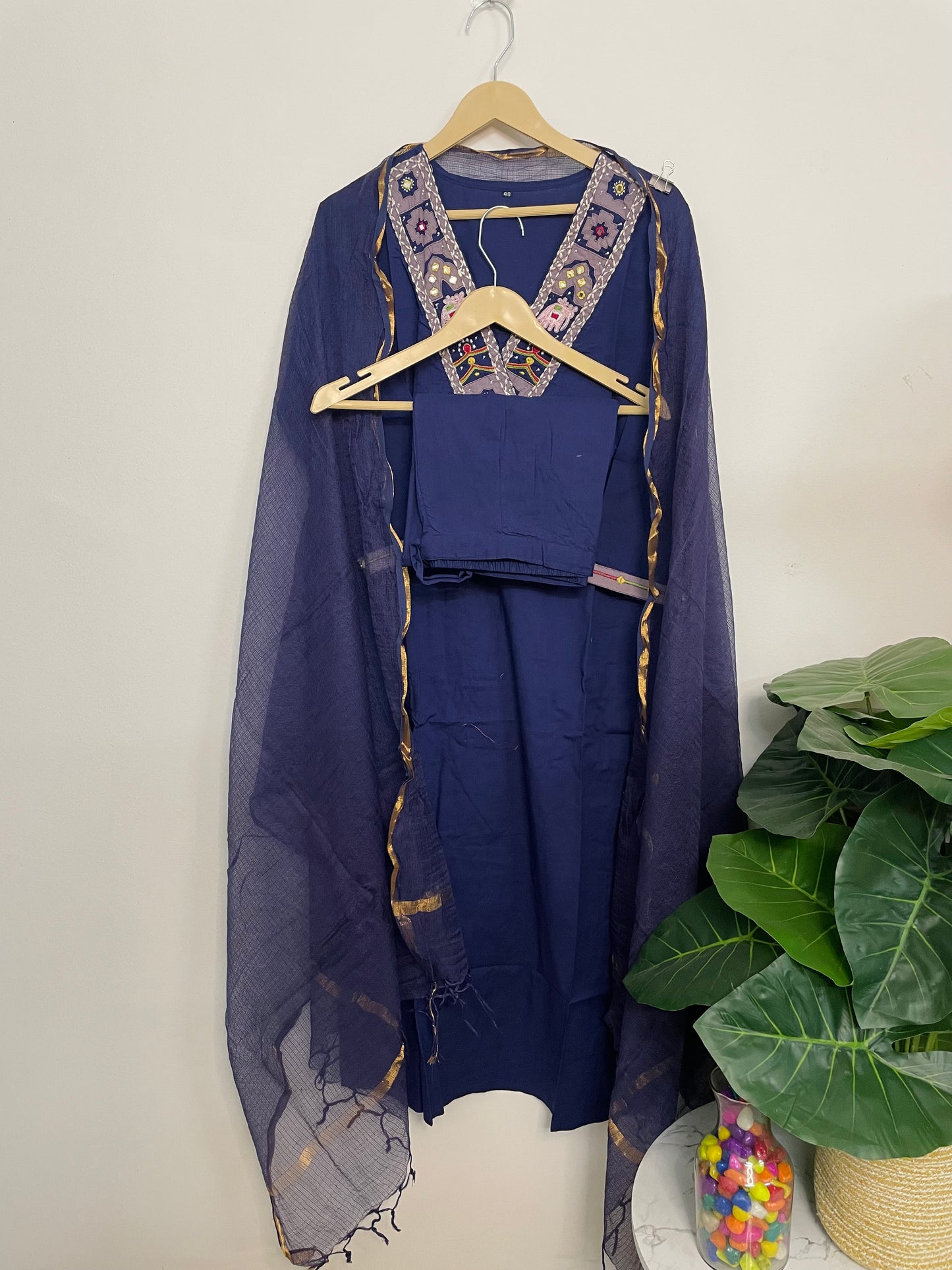 T067-Premium Pure cotton kurti with pant and dupatta
