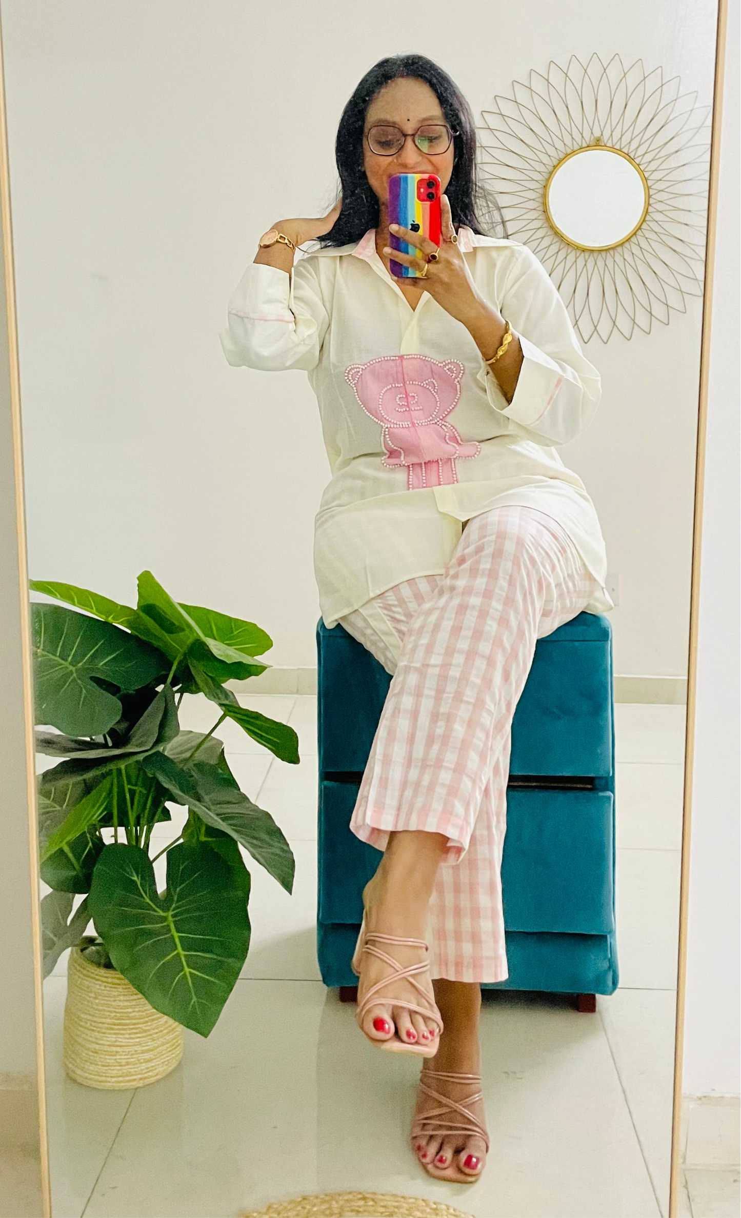 T038-PEARLY PINK PUFF TEDDY KISS COTTON CO-ORD