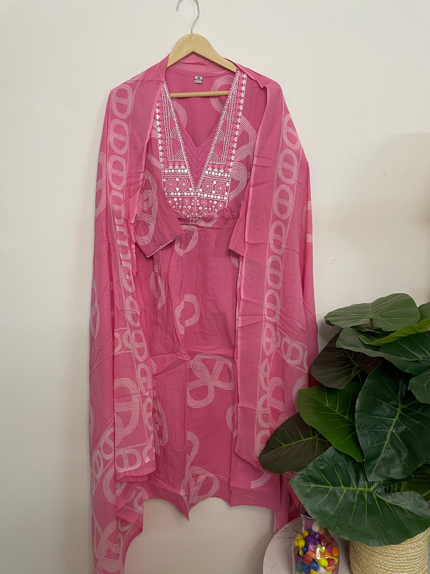 T075-Premium Pure cotton kurti with pant and dupatta