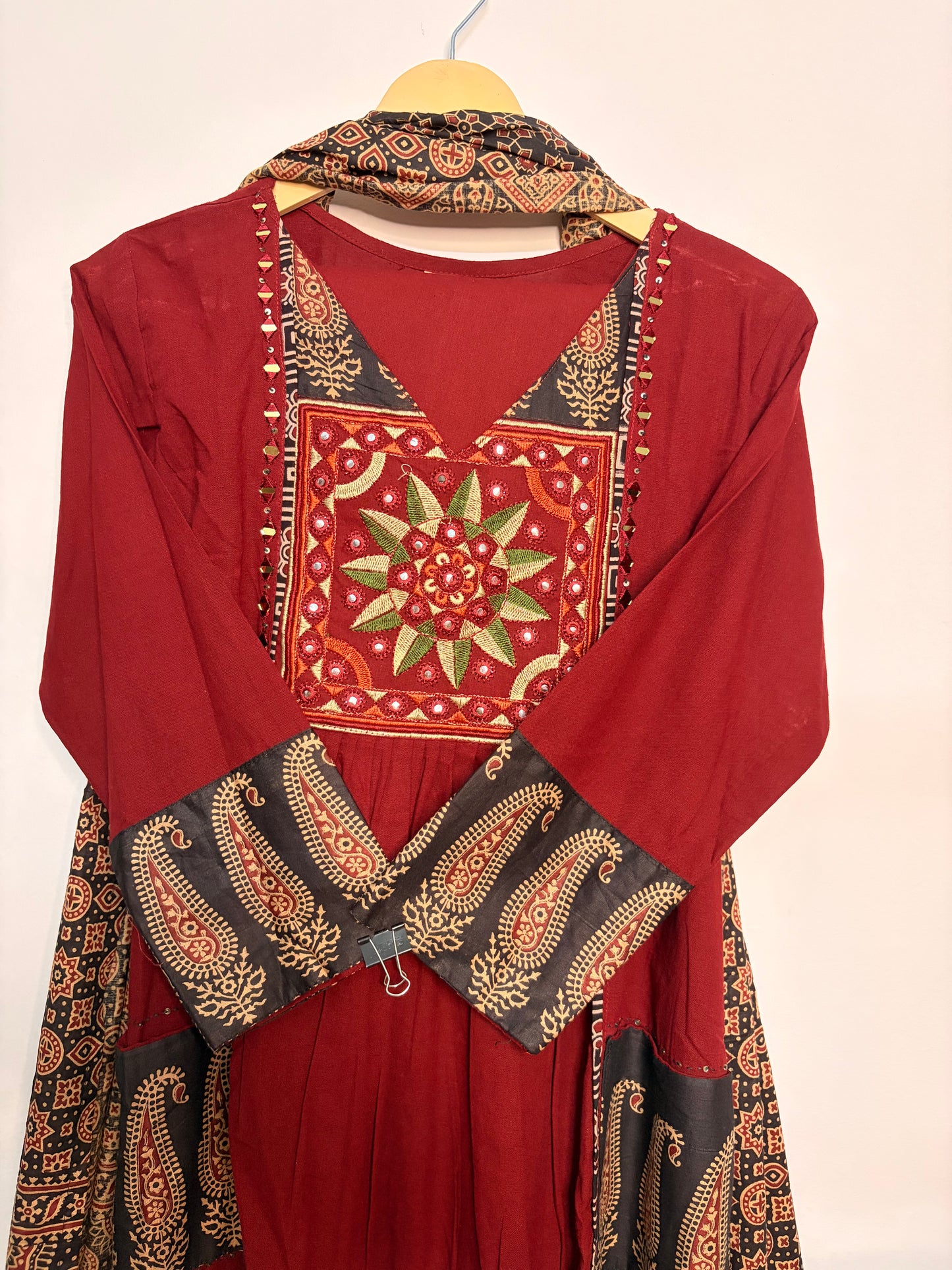 T104- Premium Pure Cotton A-line kurti with pant and dupatta
