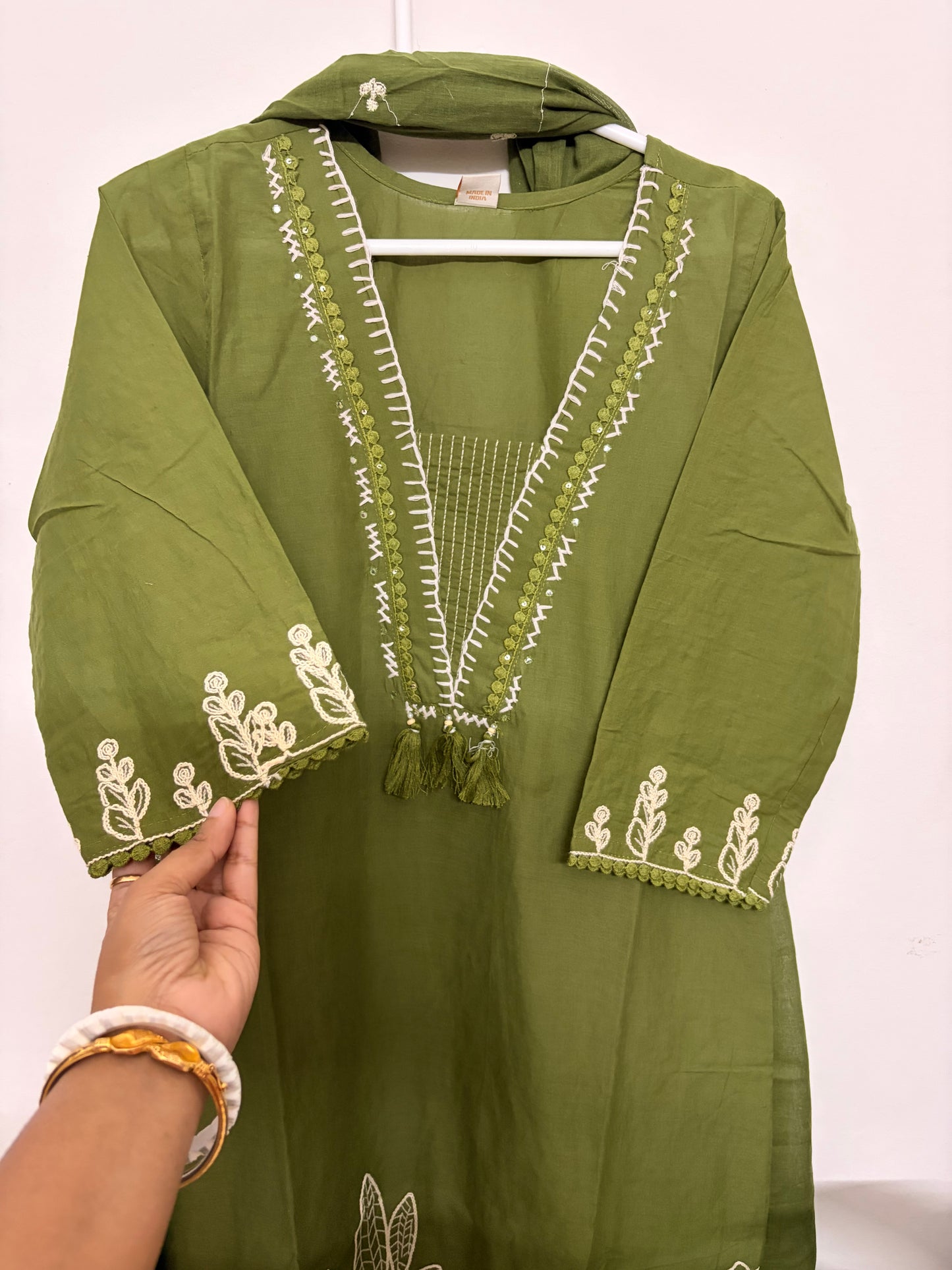 T116- Premium Pure Cotton kurti with pant and dupatta