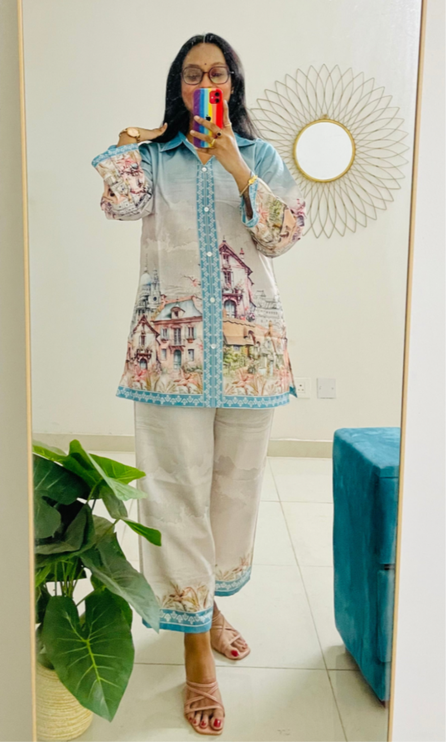 T040-CANVAS OF CLOUDS PAINTED COTTON CO-ORD