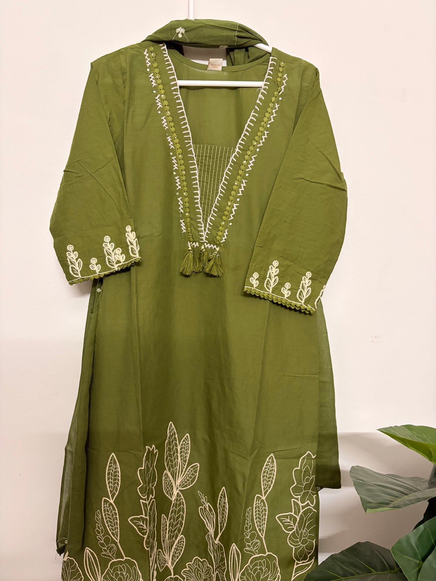 T116- Premium Pure Cotton kurti with pant and dupatta