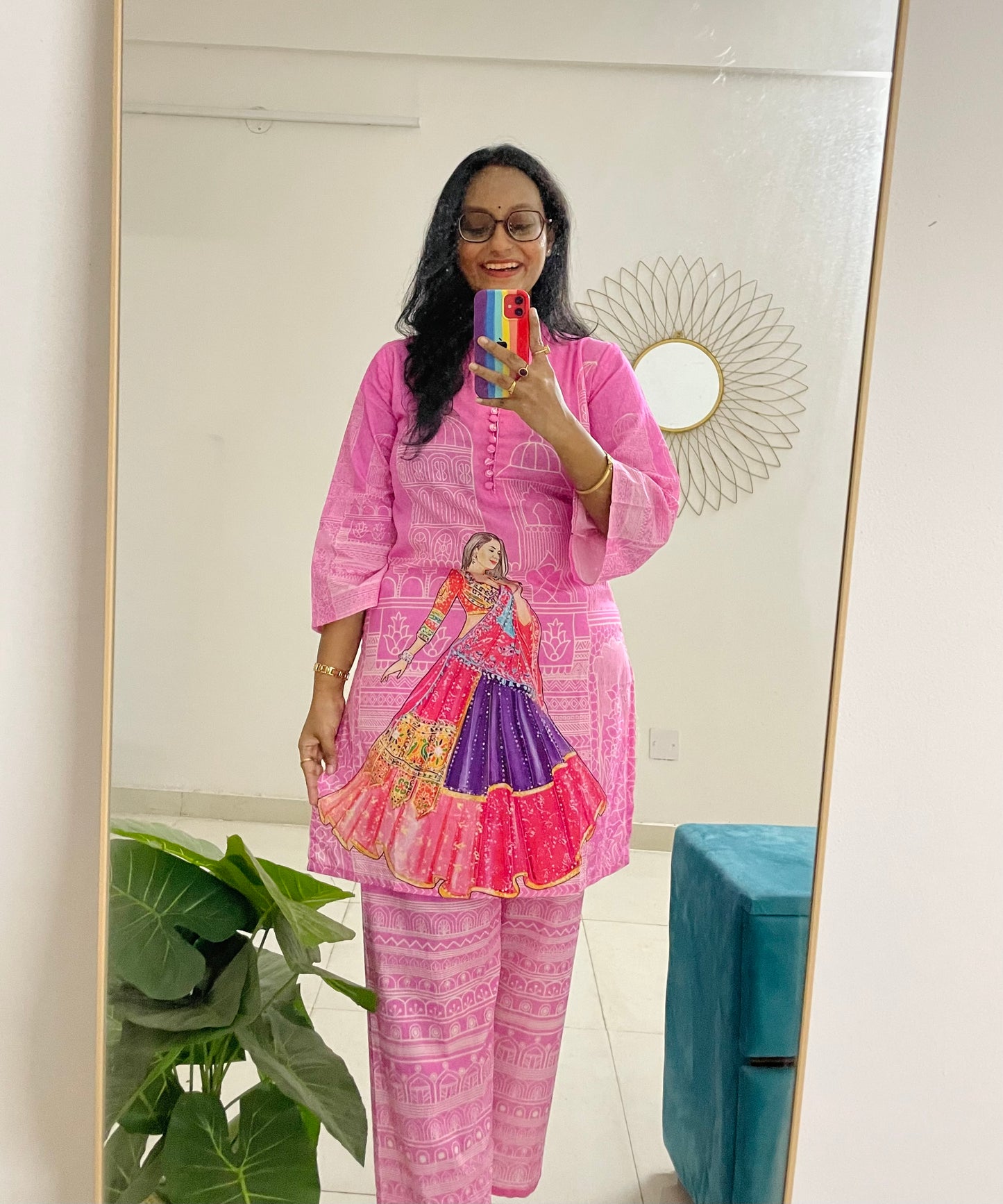T039-PINK IMPRESSION PAINTED PREMIUM COTTON CO-ORD