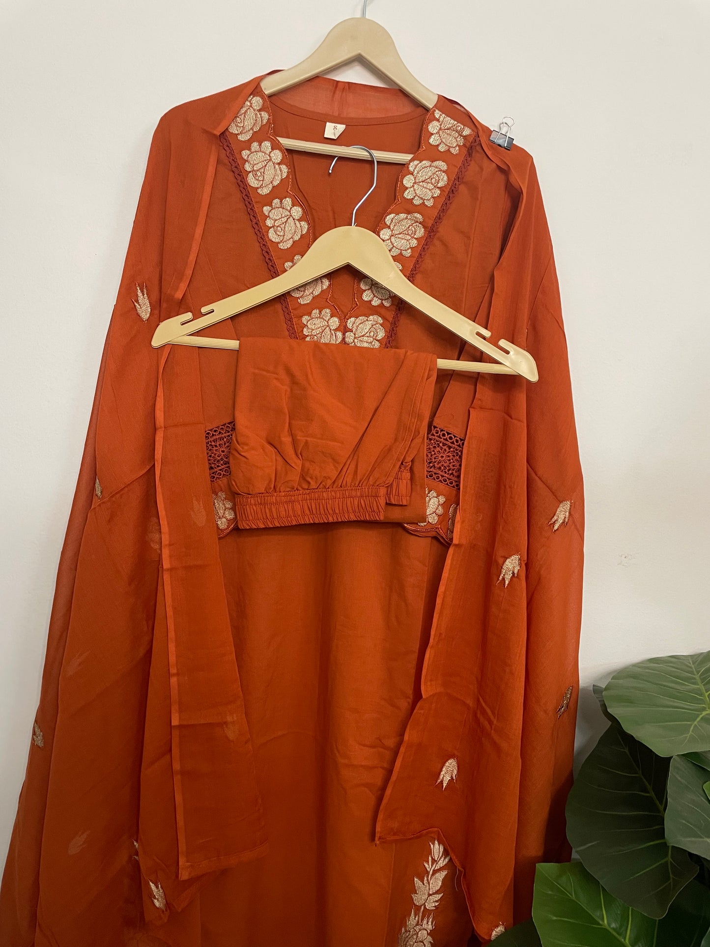 T086- Premium Pure Cotton Straight Kurti with pant and dupatta