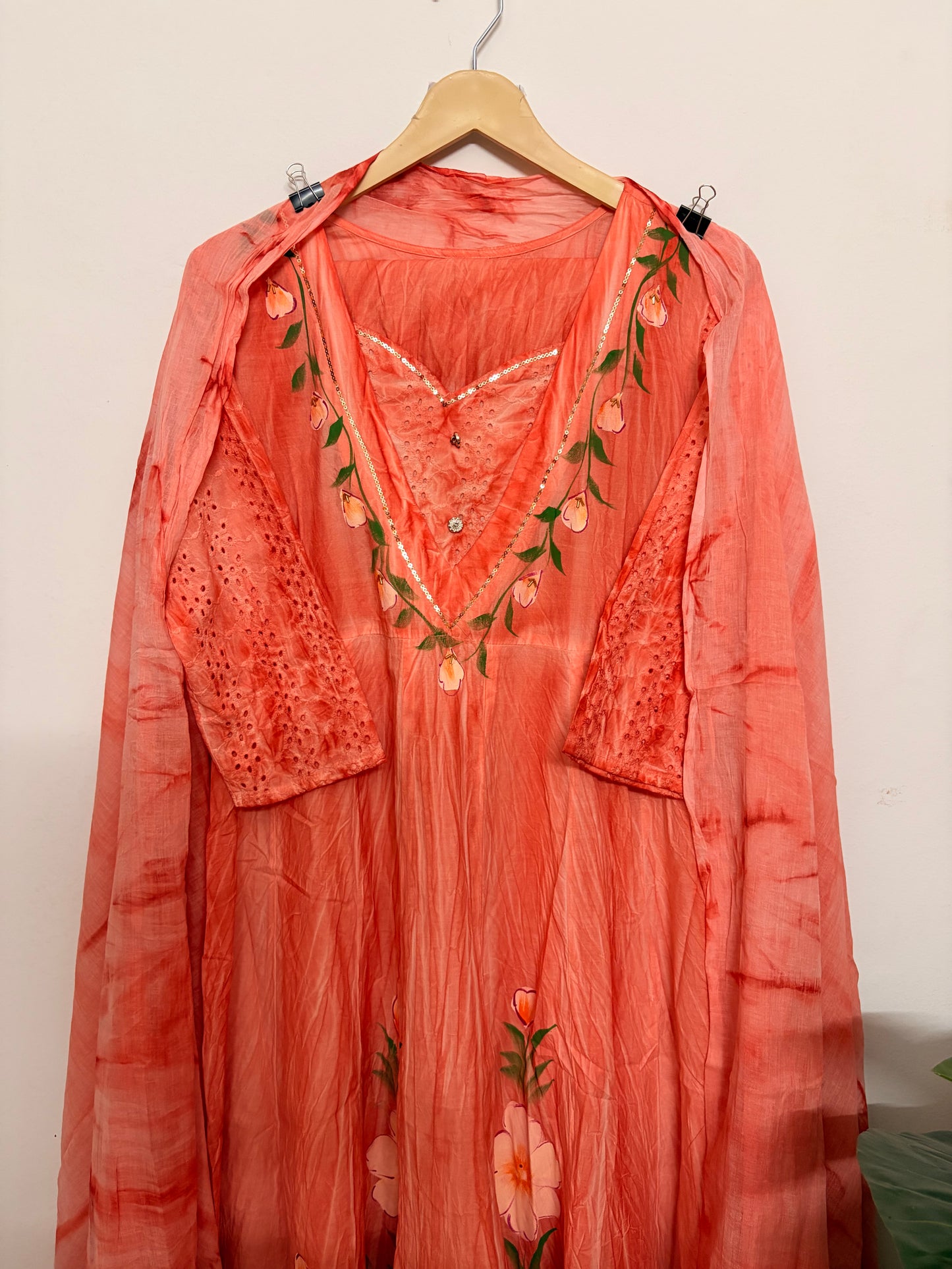 T113- Premium Pure Cotton Anarkali kurti with pant and dupatta
