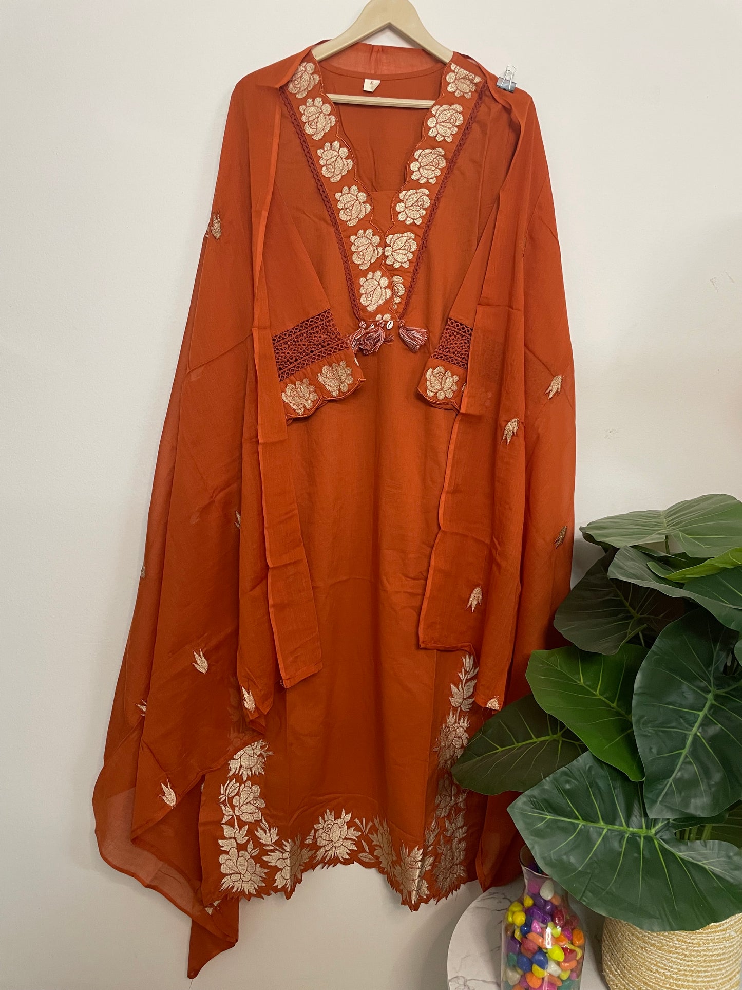 T071-Premium Pure cotton kurti with pant and dupatta