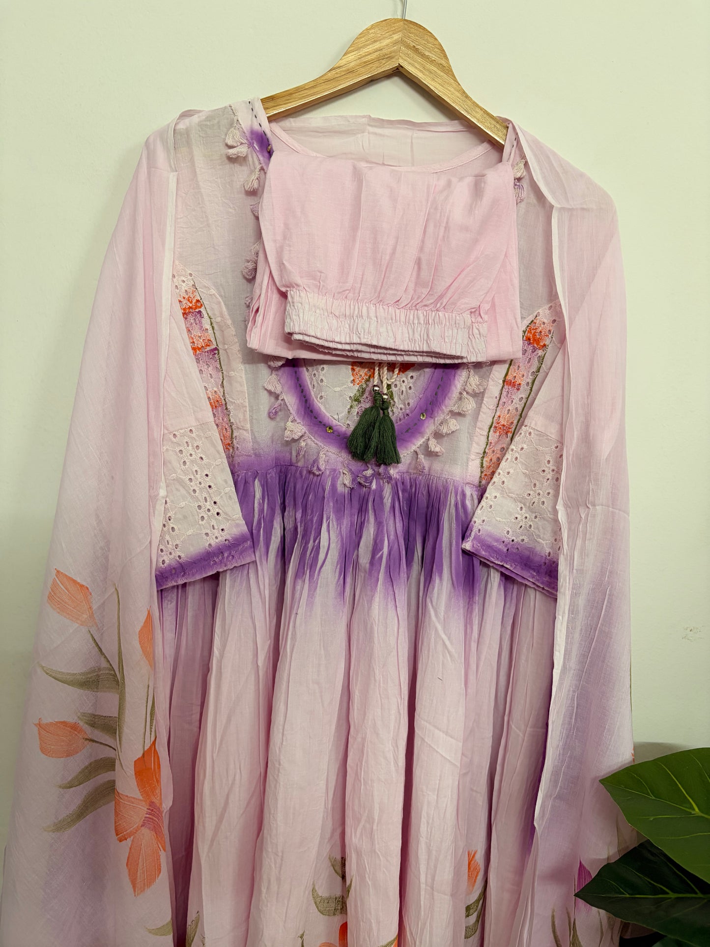 T115- Premium Pure Cotton Anarkali kurti with pant and dupatta