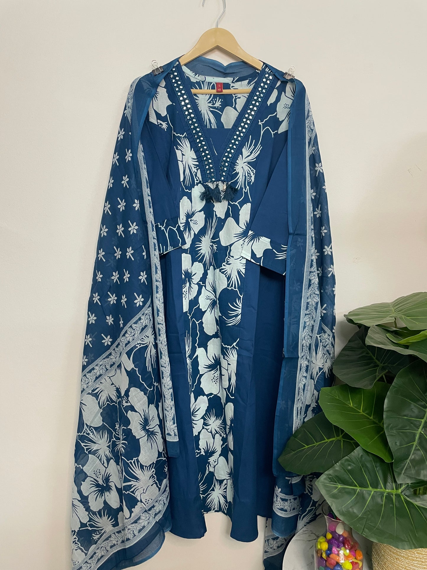 T072-Premium Pure cotton kurti with pant and dupatta