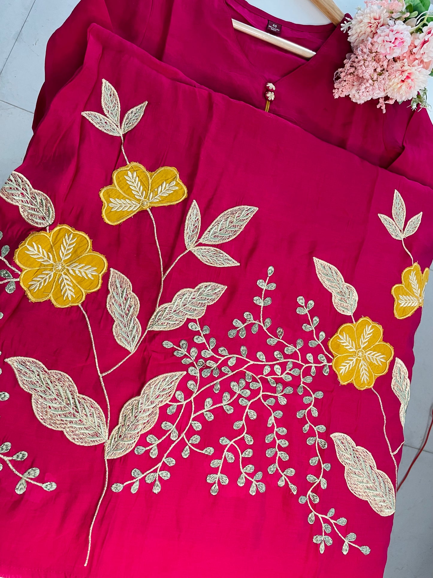 T052-Premium Mul Chanderi A-line Kurti with pant and dupatta