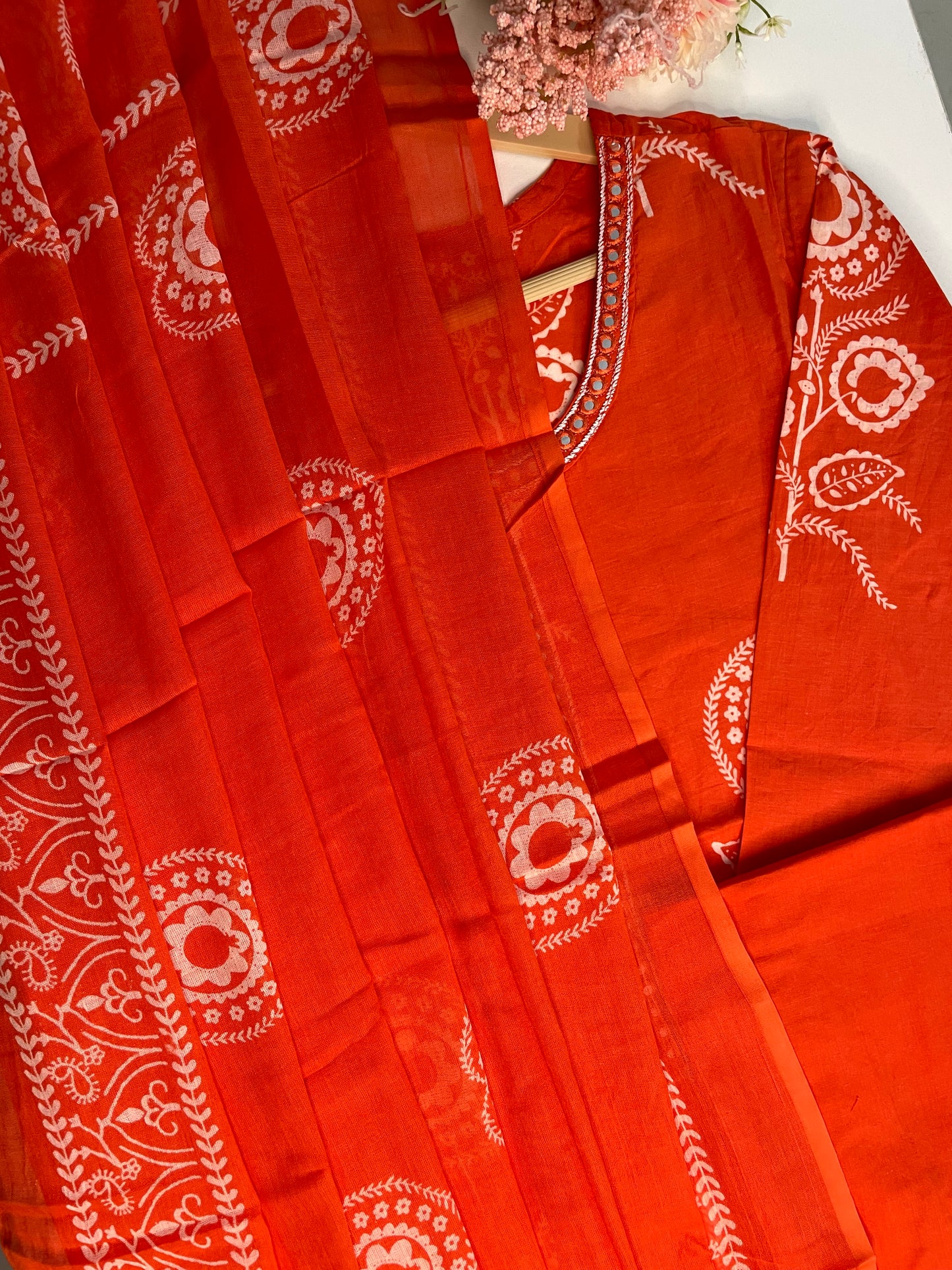 T065-Premium Pure cotton kurti with pant and dupatta