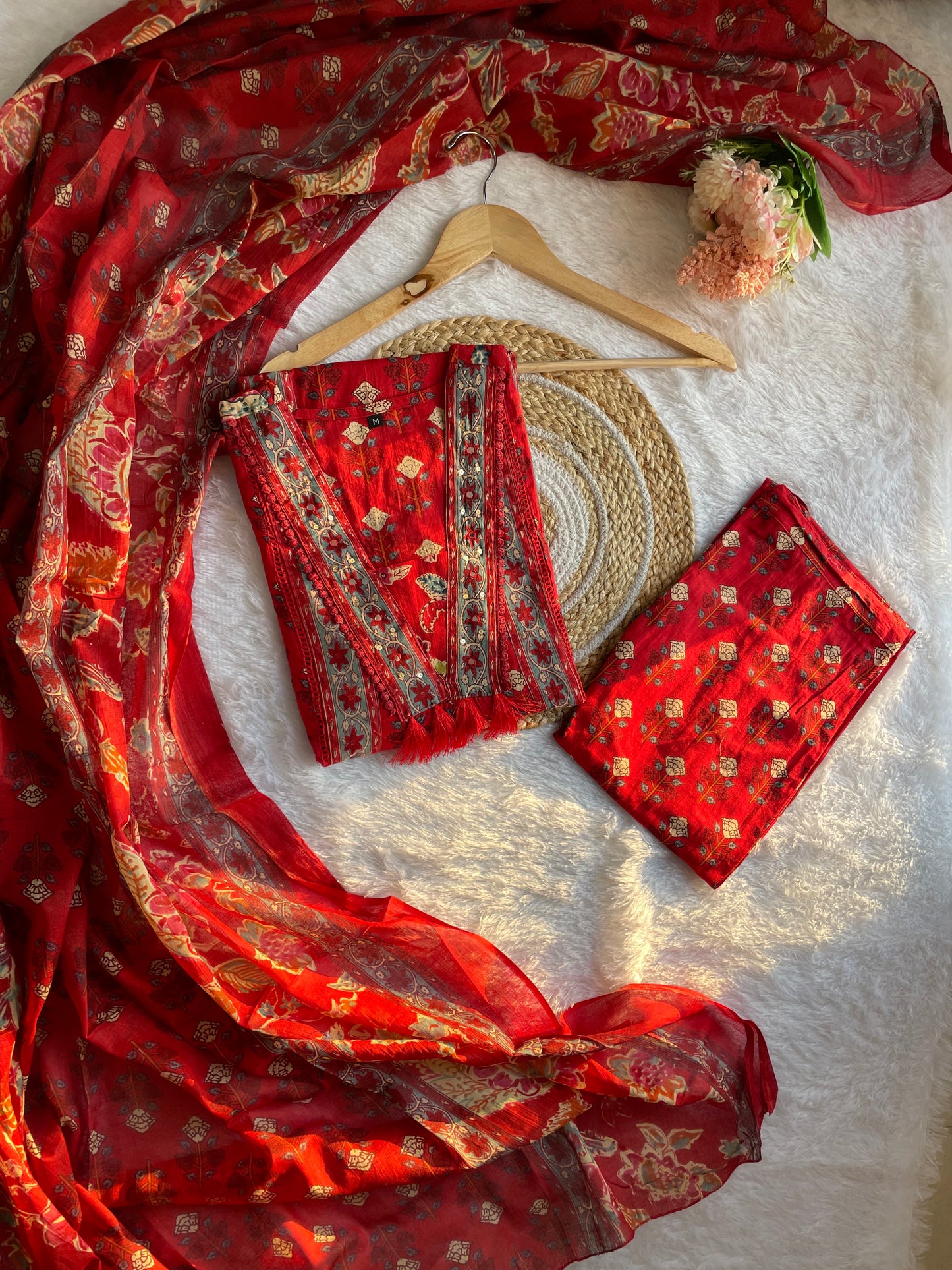 T005- Premium cotton kurti with pant and dupatta