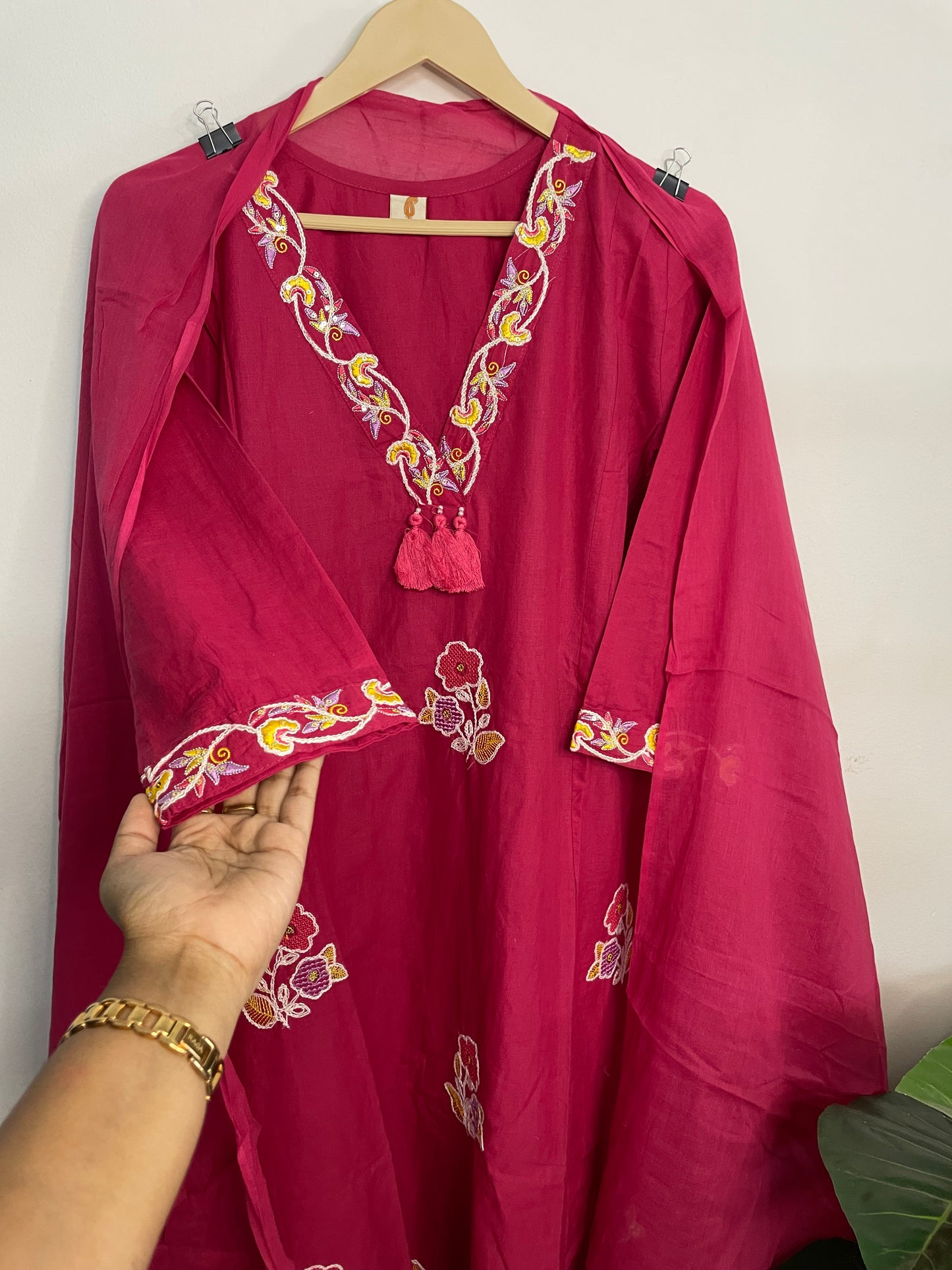 T093- Premium Pure Cotton kurti with pant and dupatta