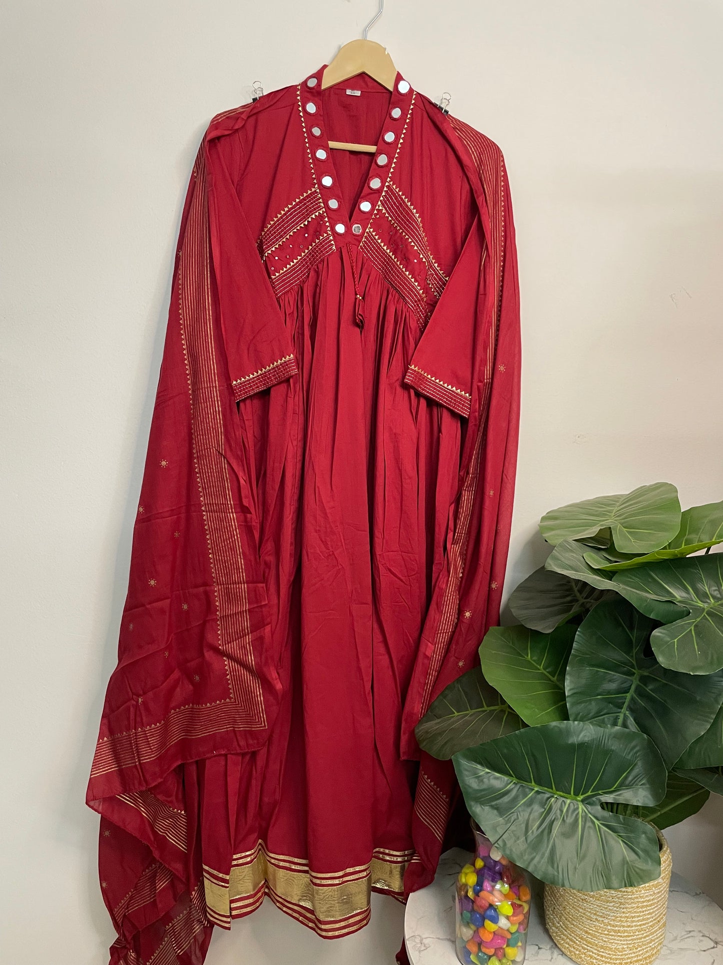 T089- Premium Pure Cotton kurti with pant and dupatta